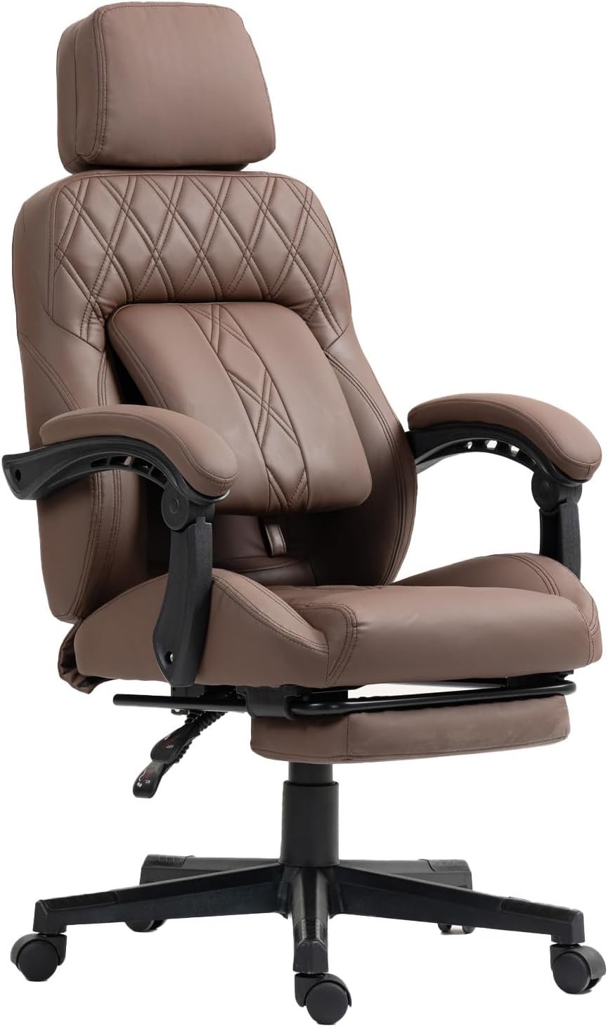 Urnodel ゲーミングチェア オフィスチェア 社長椅子 レザー 合皮 ゲーム用 パソコン テレワークチェア オットマン リクライニング機能 ハイバック 疲れにくい パソコンチェア おしゃれ ロッキング