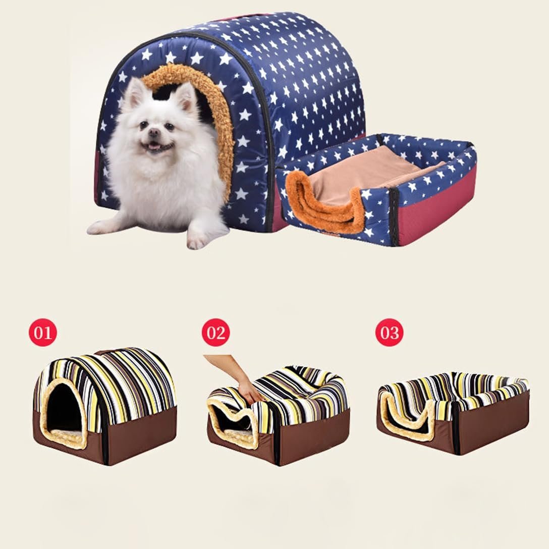 犬ベッド 犬小屋 猫ハウス ペットベッド ペットハウス ドーム型 ペットクッション 犬猫用 洗える 寝場所 保温 防寒 暖かい 取り外し可能 ペット用品 ふわふわ 冬 - 이미지 5
