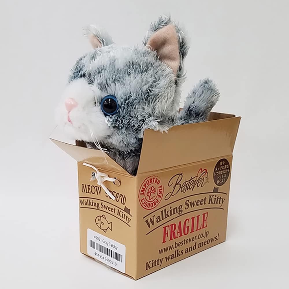 【BESTEVER】電池で動くぬいぐるみ 歩く鳴くウォーキングスイートキティ 猫サバトラ サバトラ Gray Tabby 49051 - 이미지 2