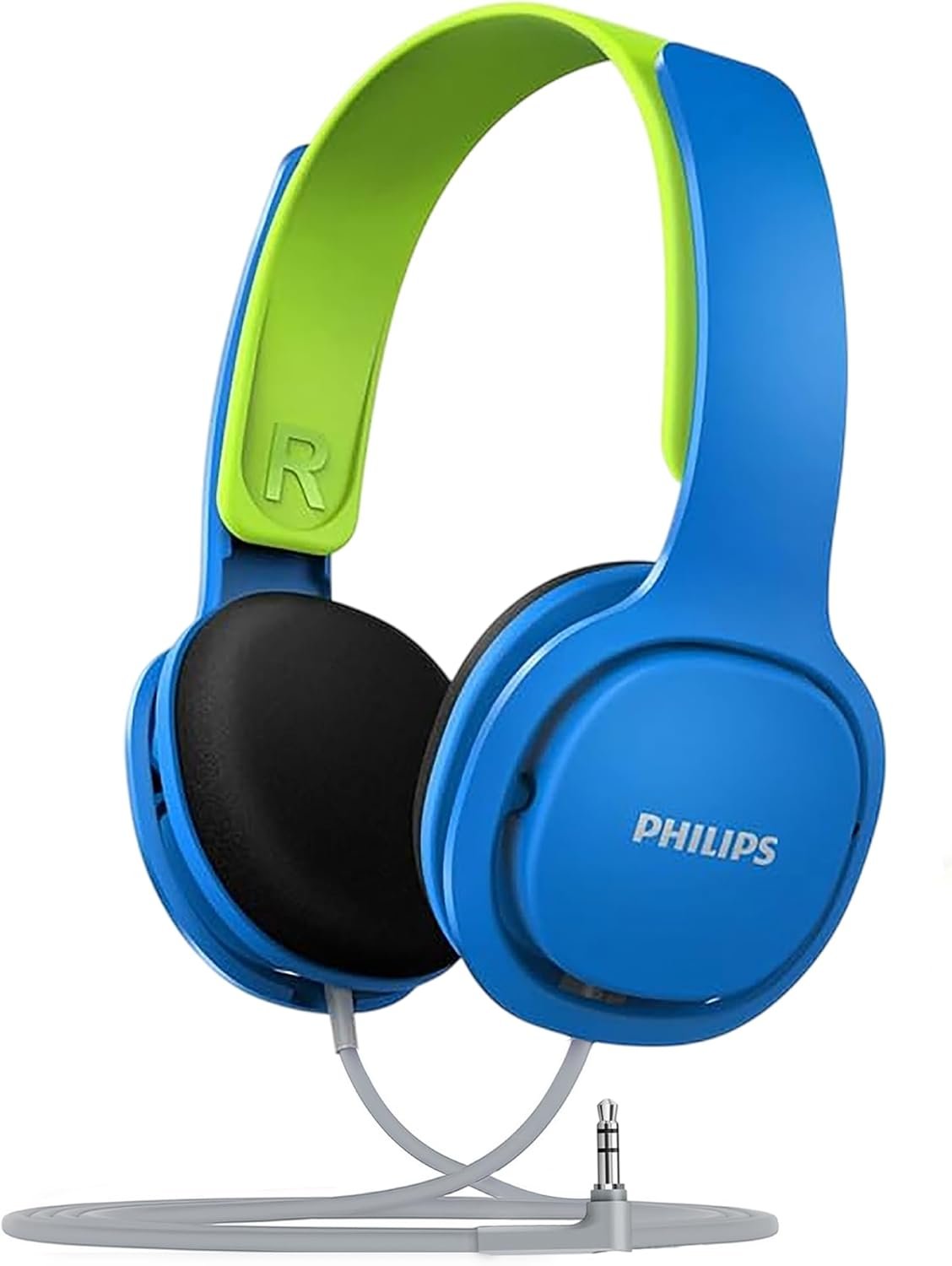 PHILIPS Coolplay キッズ オンイヤー ヘッドフォン - 85dB ボリューム リミッター - より安全な聴覚 (SHK2000BL)、ブルー & グリーン