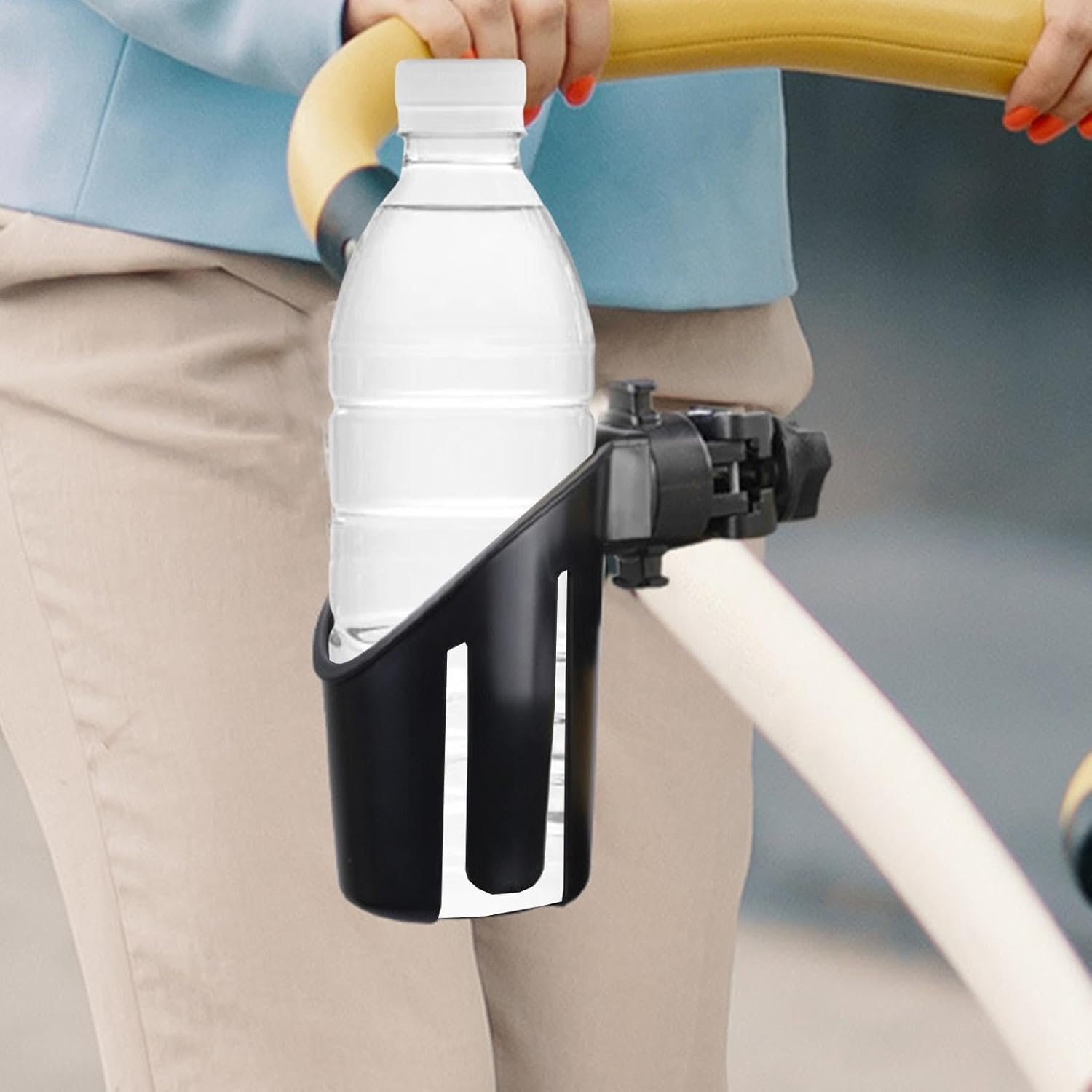 ベビーカー用ドリンクホルダー、カート用カップホルダー - スクータードリンクホルダー、多機能ベビーカーカップホルダー、ベビーカー、車椅子、歩行器、スクーター用の360°回転可能なカップホルダー - 이미지 2