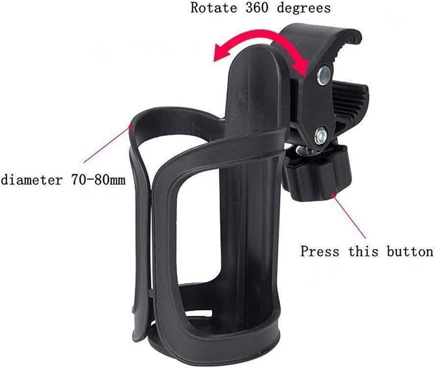 ベビーカーカップホルダー カップホルダー ユニバーサルベビーカーカップホルダー 調節可能なベビーカーボトル オーガナイザー自転車トロリー歩行器と車椅子用 - 이미지 2