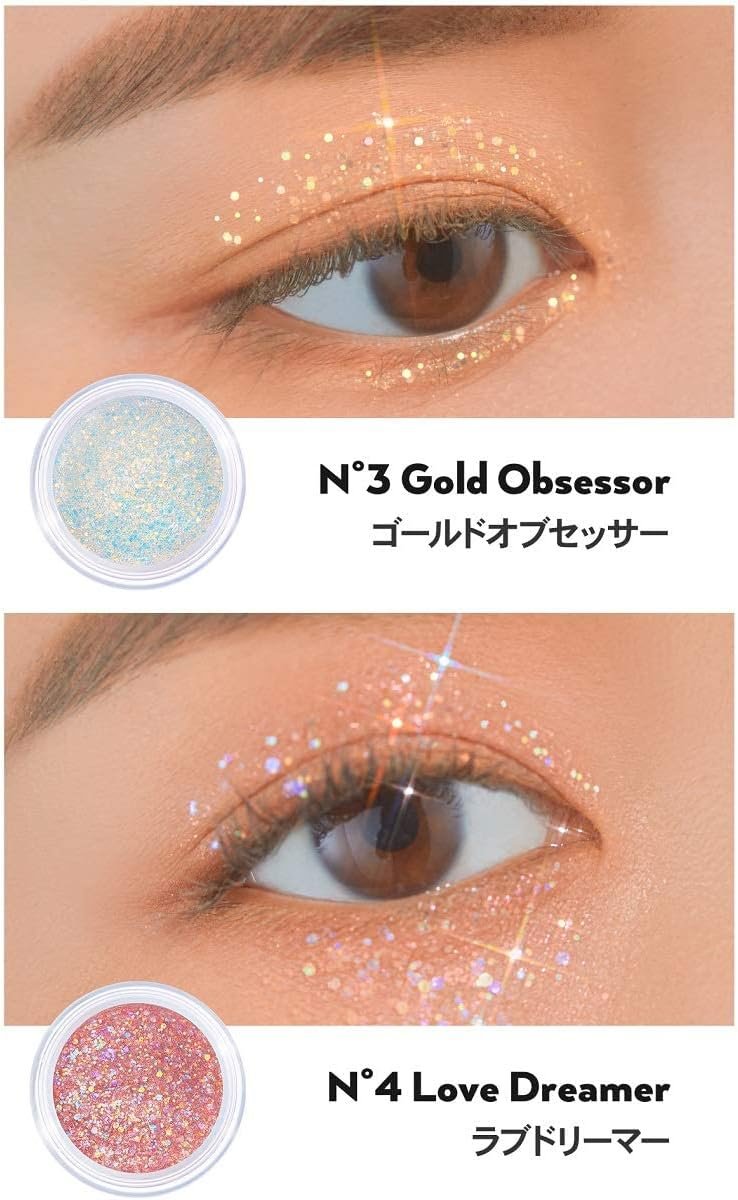 アイシャドウ グリッター アンリシア グリッター ジェル アンリーシア グリッター グリッター、目元、髪、ボディに大粒グリッターの輝き!パーティーデート、インスタ映え、お祝い、結婚式、メイク、プリンセス、派手メイク(N°7ハッピー) - 이미지 6