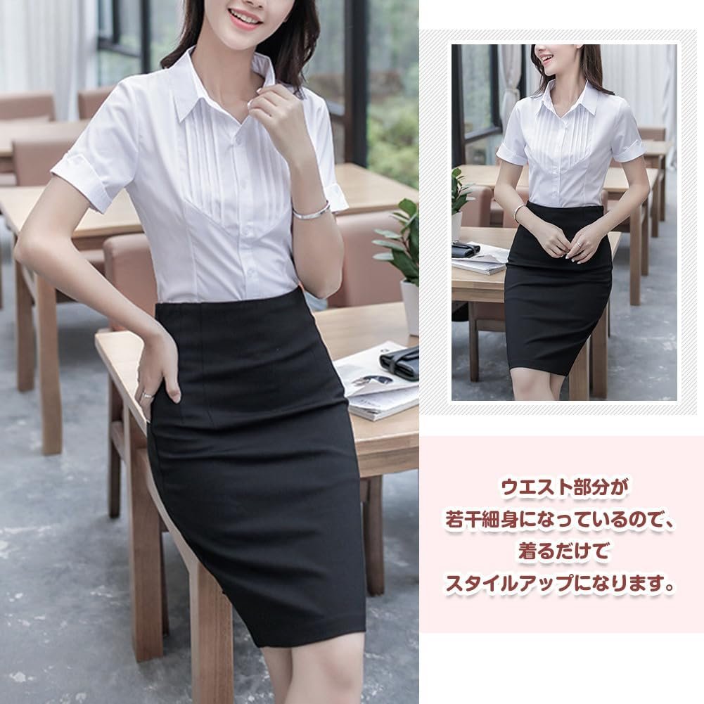 Bolan Verl S-5XL半袖シャツ、女性、スタイリッシュ、白いブラウス、Yシャツ、白、シャツブラウス、夏、オフィス、ビジネス、通勤、就職活動、オフィスユニフォーム、OL - 이미지 4