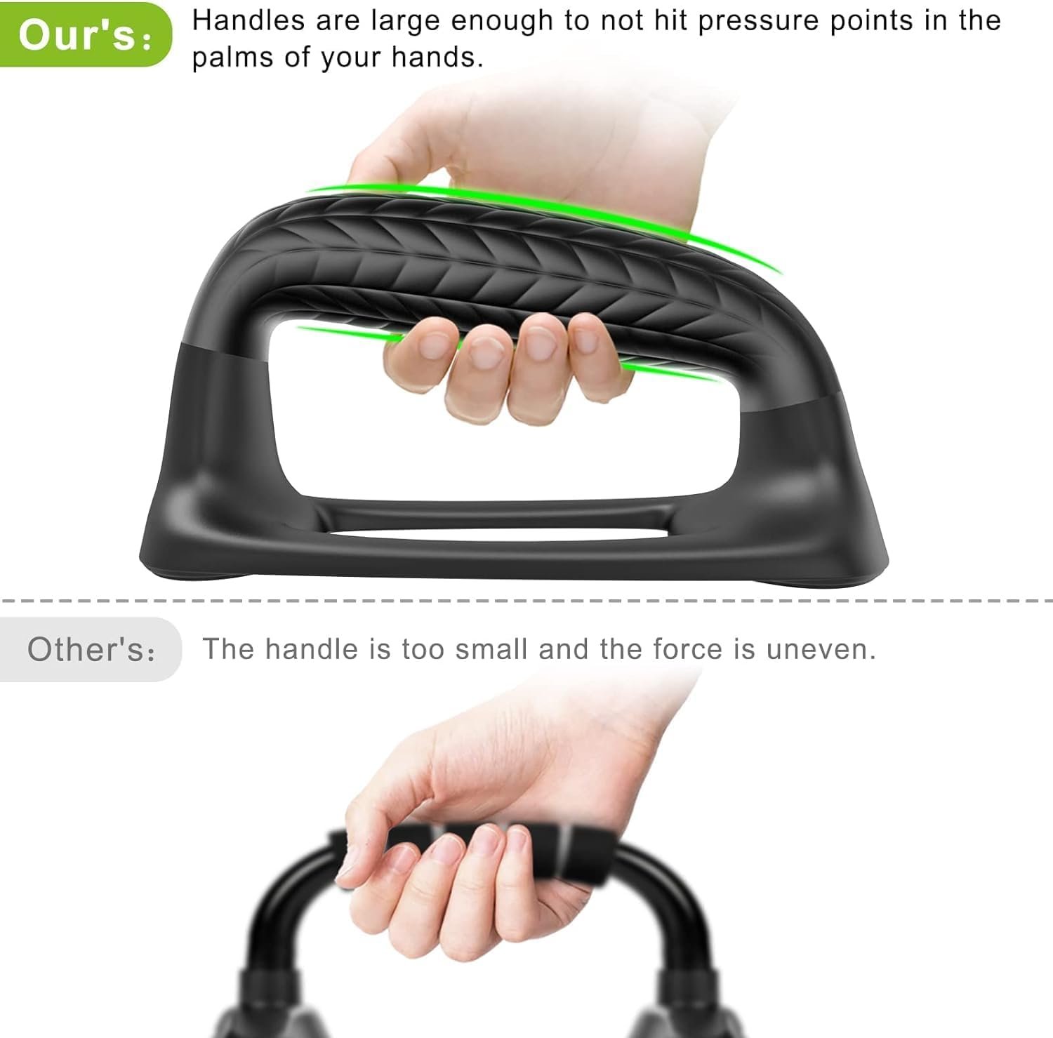 SELEWARE プッシュアップバー パラレット プッシュアップスタンド ソフトラバーカバーハンドル付き 快適なグリップフィット フロアトレーニング、体操、筋力トレーニング、腕立て伏せに最適 ブラック - 이미지 5