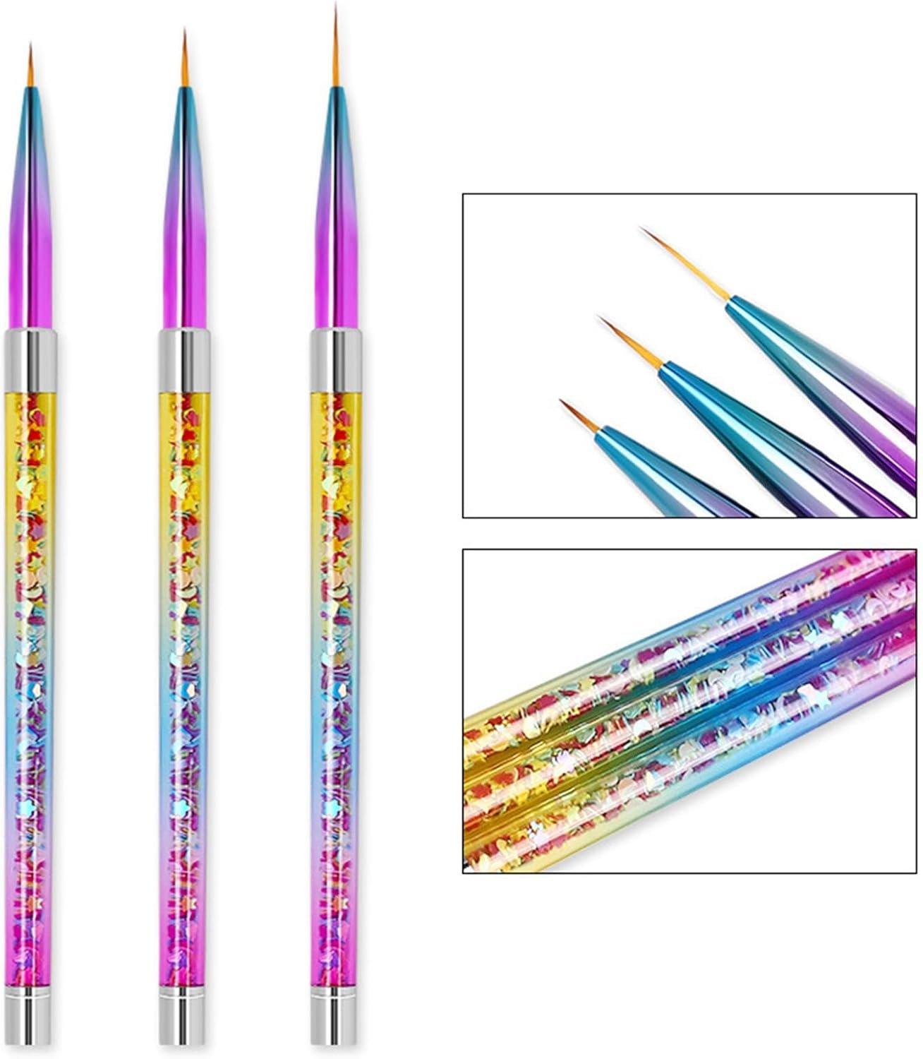 3 PCのペインティングネイルアートブラシセット ネイルアートライナーブラシ ドットドット描画ツール ロングライン用の細かい描画ペン - 이미지 3