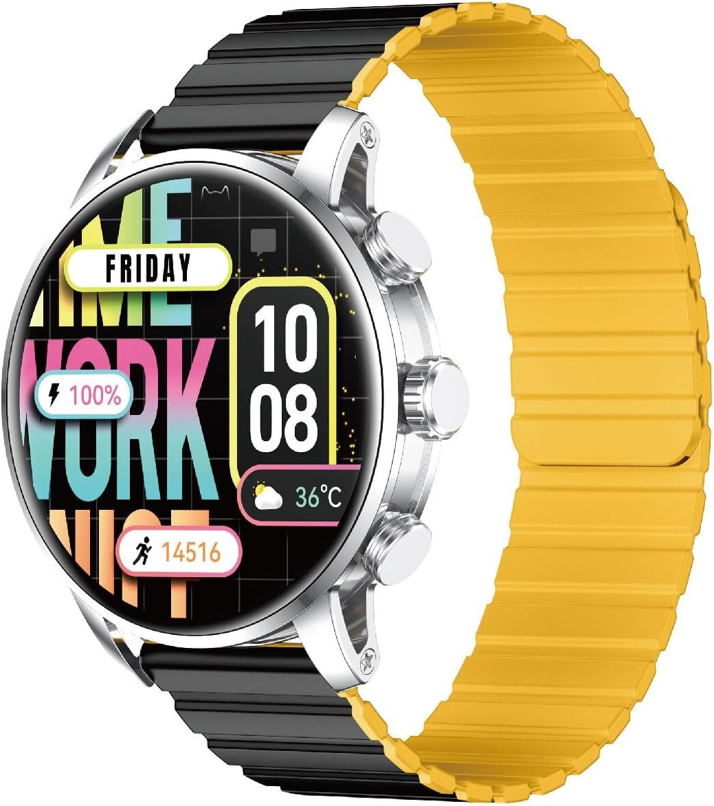 Kieslect KR2スマートウォッチ、7日間のバッテリー、1.43インチの大画面、24時間の健康管理、IP68防水、デュアルコア、60 fps、100以上のスポーツモード、コール機能、心拍数、ストレス再生