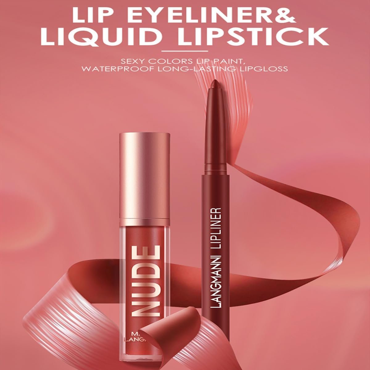 2 個のリップライナーと口紅セット、マットクリーミーリップライナー口紅メイクアップキット、ピグメントベルベットヌードリップスティックステイン防水長持ちリップグロスメイクアップギフトセット (#11) - 이미지 4