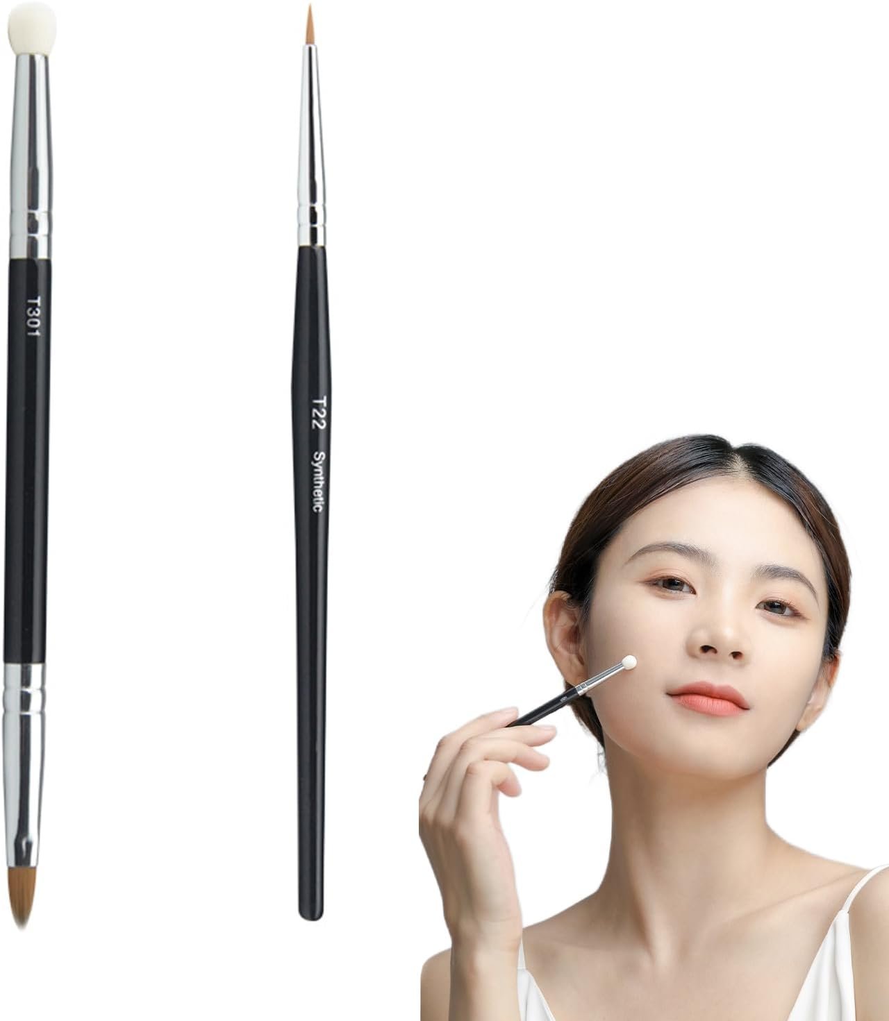 Doyime メイクブラシ (2本セット) コンシーラーブラシ アイライナーブラシ アイブロウブラシ 化粧ブラシ 熊野筆 極細 精密 使いやすい 柔らかい 優しい ブラック