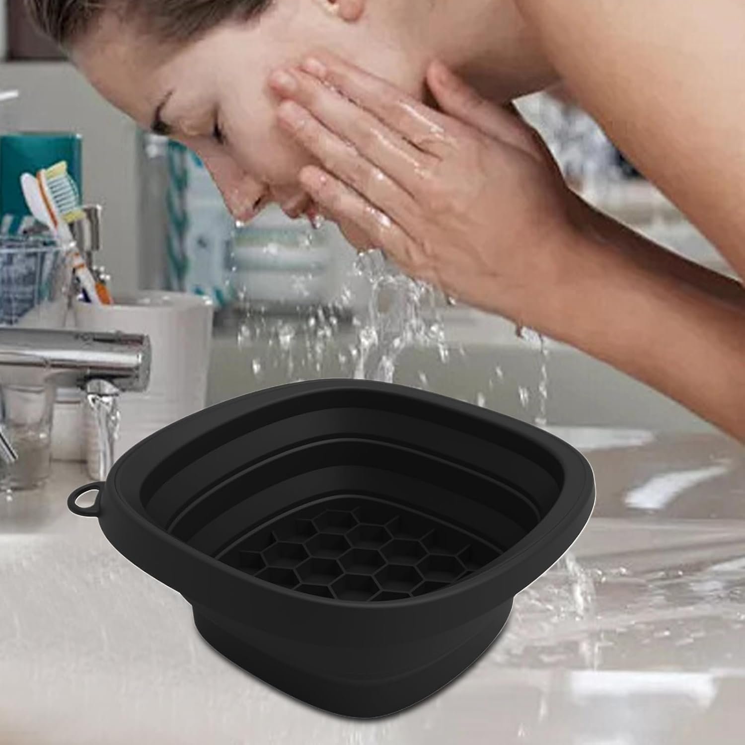 折りたたみ式の洗浄 - ポータブルウォッシュボウル地|旅行盆地キャンプシンク|シリコンフェイスボウル|フェイシャルマスク用の旅行に優しいミキシングボウル、スキンケア - 이미지 3