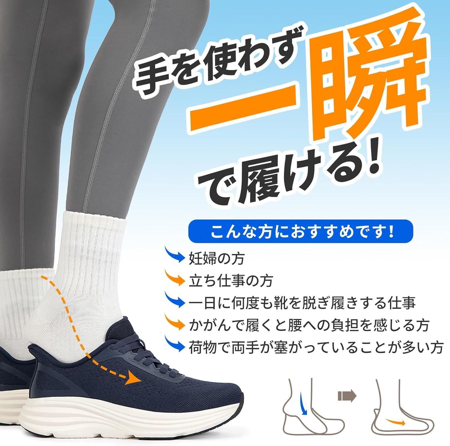 メルフィン(スタンディングXホローデザインxハイクッション中に着用できます)スニーカー、スポーツシューズ、ハンズフリー、ユニセックス、ジム、ジョギング、ランニング、軽量、メッシュ、学校、仕事、スタンディングワーク - 이미지 2