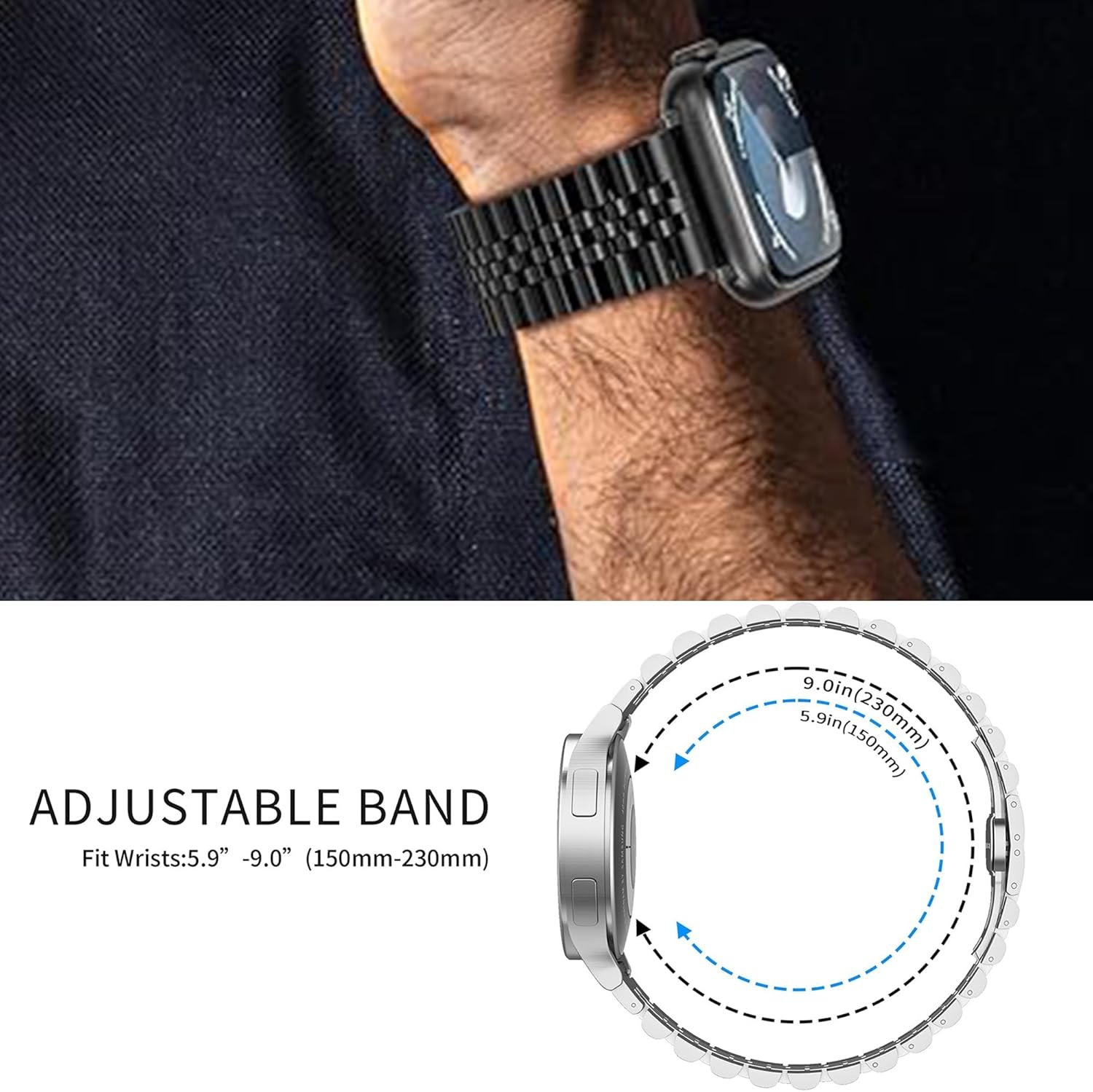 Amazfit T-Rex 3 スマートウォッチバンド用ラムソー、ステンレススチールメタルストラップメタル交換バンド時計ストラップ、長さアジャスター付き Amazfit T-Rex 3 48mm スマートウォッチ用 - 이미지 5