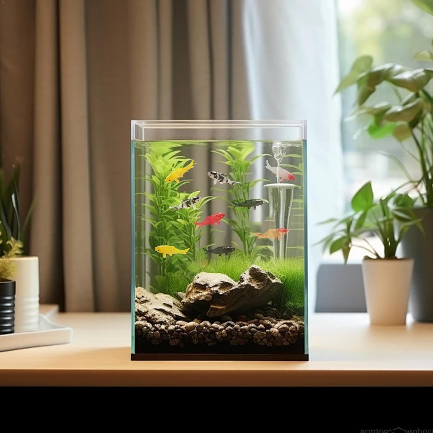 シミュレーション魚モデル装飾、 5個の魚の形の偽の魚、装飾水族館の魚5個| 流れるシーンの魚の飾り、庭の池、水槽、金魚鉢用 - 이미지 8