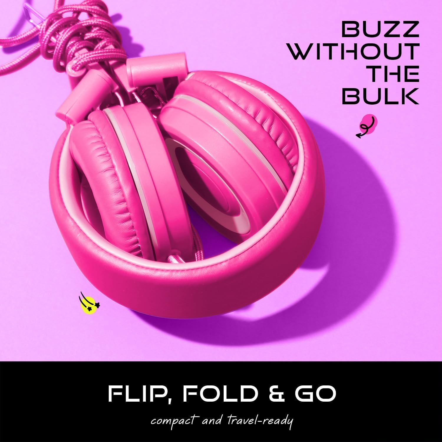 MYZI キッズヘッドフォン コード付き折りたたみ式オーバーイヤーヘッドフォン マイク付き もつれ防止 有線 85dB 安全音量 幼児用ヘッドフォン iPad、学校、飛行機用 - ピンク - 이미지 6