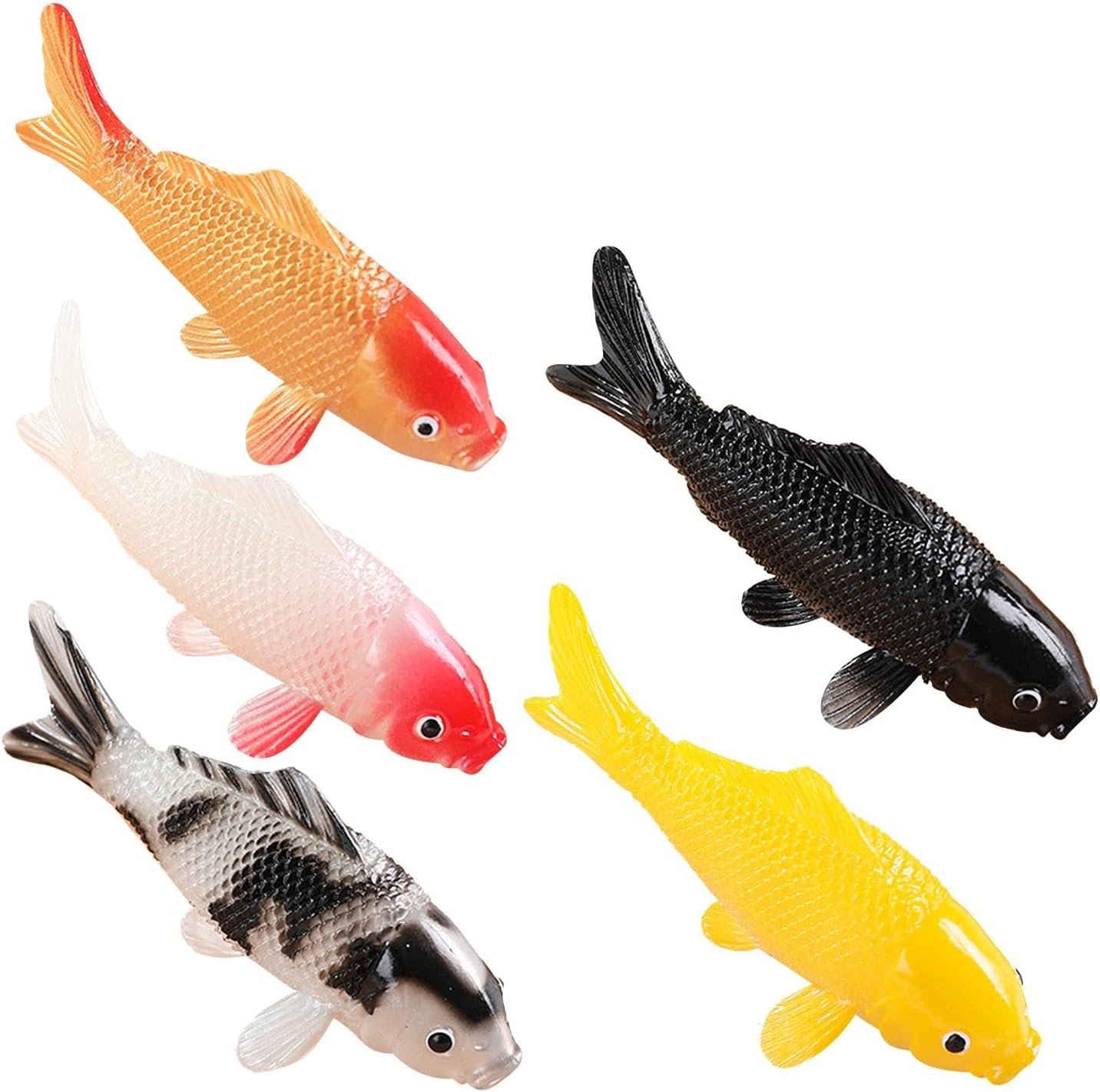 シミュレーション魚モデル装飾、 5個の魚の形の偽の魚、装飾水族館の魚5個| 流れるシーンの魚の飾り、庭の池、水槽、金魚鉢用