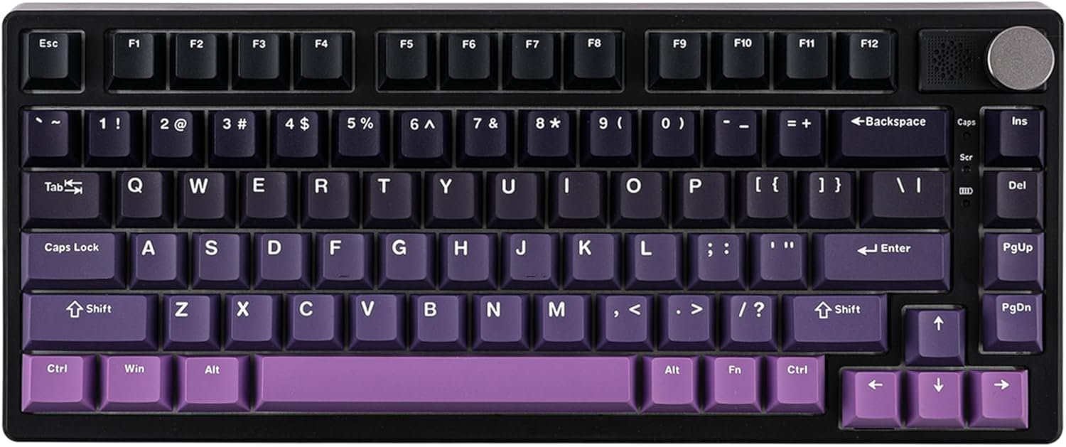 EPOMAKER HE75 Wireless Gaming Keyboard with Hall Effect Switch and Changeable Knob Module Adjustable Rapid Trigger Magnetic Keyboard 2.4G/Bluetooth Keyboard with RGB Backlight (Black Purple)
