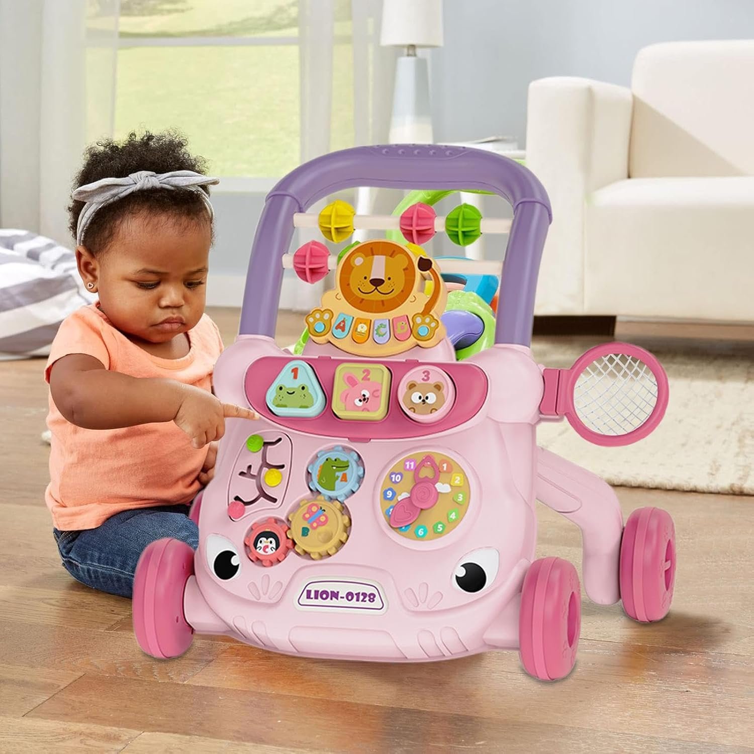 シートアクティビティステッパー - 歩き方を学ぶ幼児のための多機能立位補助具 |幼児アクティビティセンター おもちゃ付き 調節可能なベビーステッパー 男の子 女の子 感謝祭の日のギフトに - 이미지 4