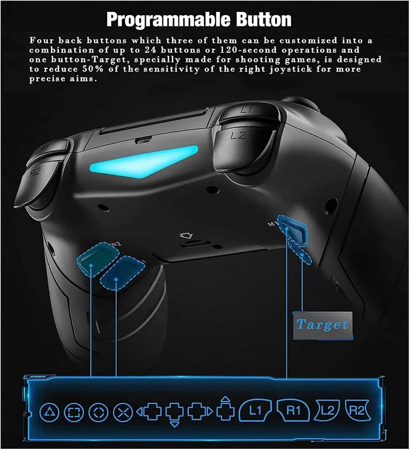 PCコントローラー モーションコントロールに適合するPS4コンソール用ワイヤレスゲームコントローラー、Bluetooth対応デュアル振動プレイスティック、に適合するPS4 Slim用(グリーン) - 이미지 5