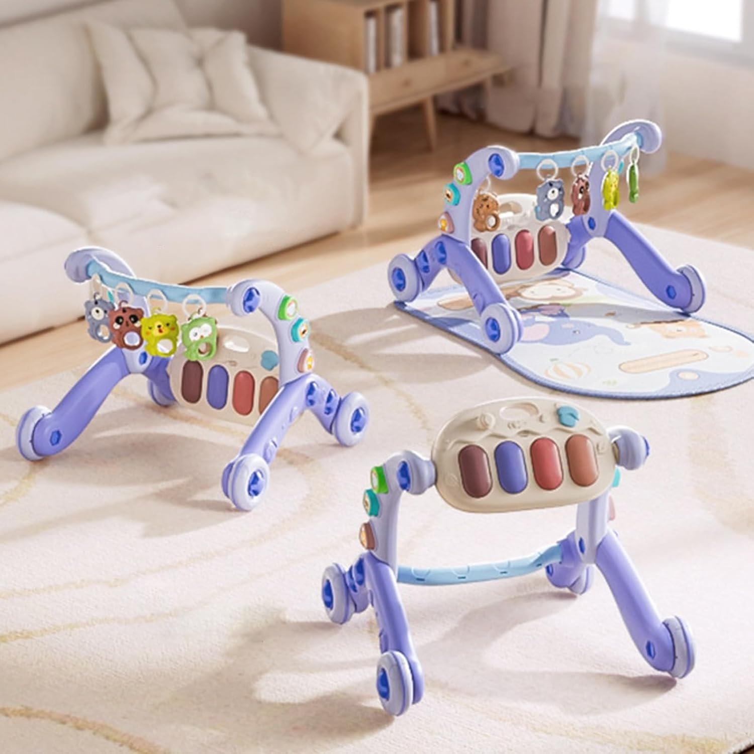 ベビーアクティビティマット ミュージックウォーカーマット付き - 多機能フィンガーキルトおもちゃ インタラクティブ幼児学習アクティビティ 男の子 女の子 ホーム用 - 이미지 7