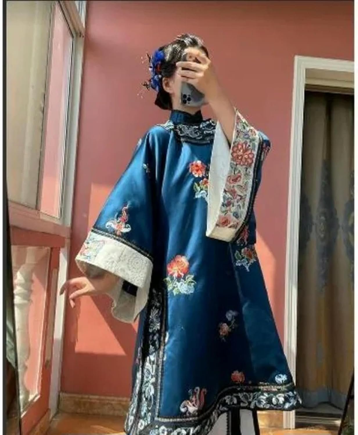 オリジナル清朝アンティーク服中国の伝統的な婦人服ヴィンテージスタンドカラープリント長袖