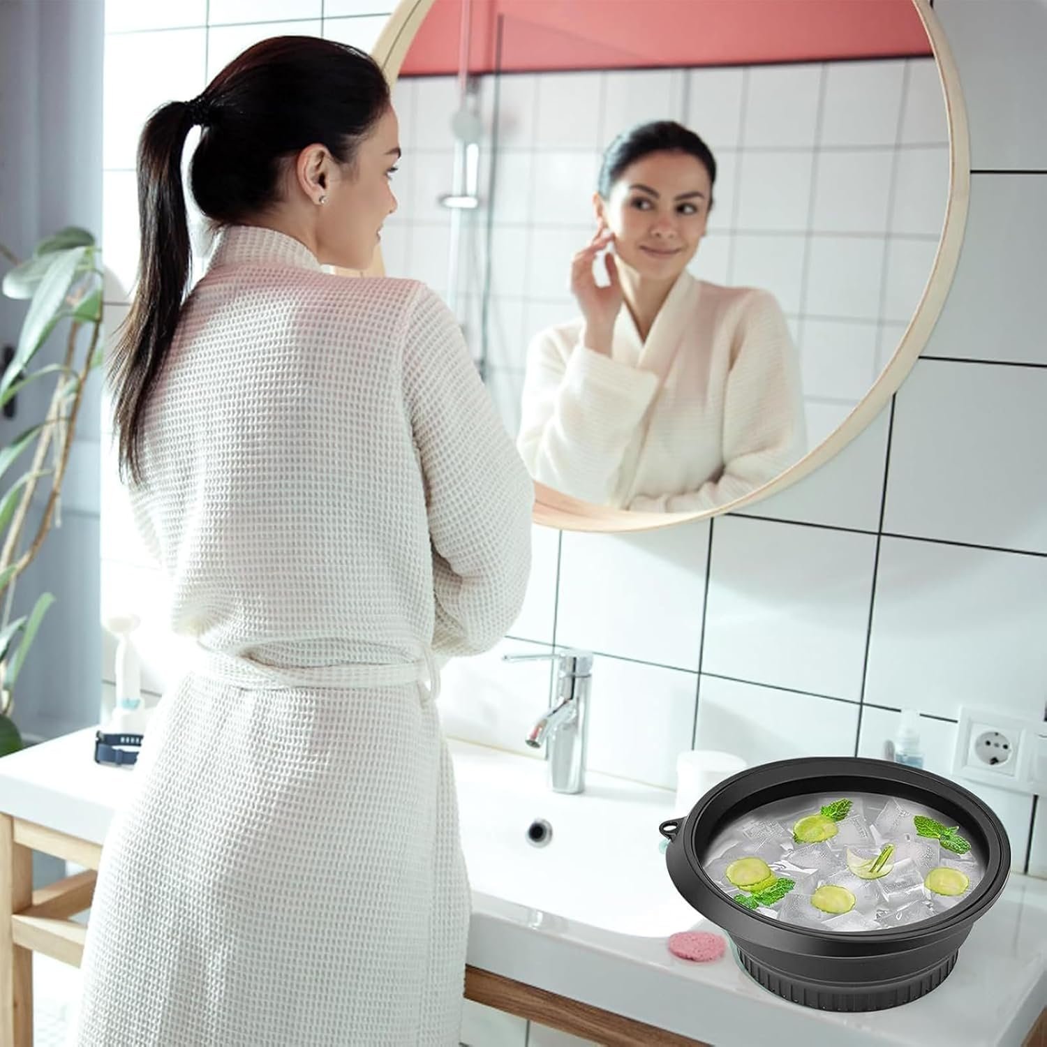 折りたたみ式の洗浄 - ポータブルウォッシュボウル地|旅行盆地キャンプシンク|シリコンフェイスボウル|フェイシャルマスク用の旅行に優しいミキシングボウル、スキンケア - 이미지 4