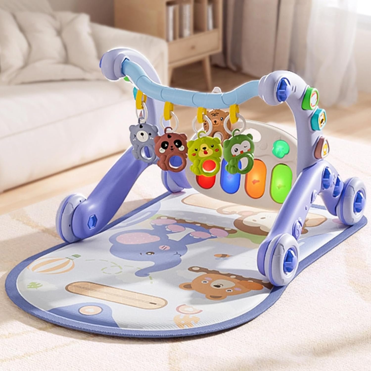 ベビーアクティビティマット ミュージックウォーカーマット付き - 多機能フィンガーキルトおもちゃ インタラクティブ幼児学習アクティビティ 男の子 女の子 ホーム用 - 이미지 2