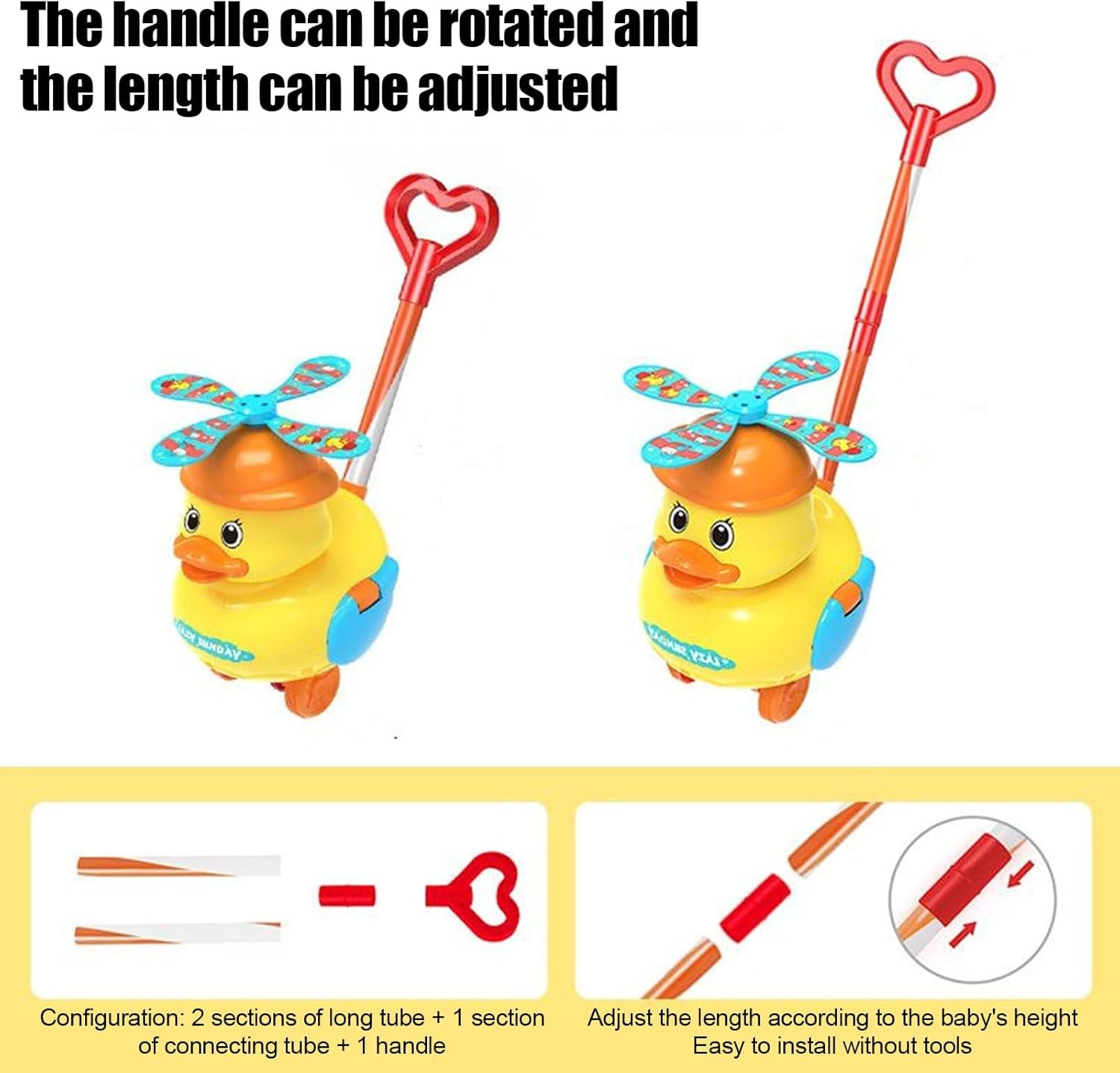 小さなアヒルの幼児用ウォーカー - 押して歩く早期学習おもちゃ |かわいい黄色いアヒルのベビーウォーカー 室内遊び、歩行練習、バランストレーニング、教育開発玩具用 - 이미지 7