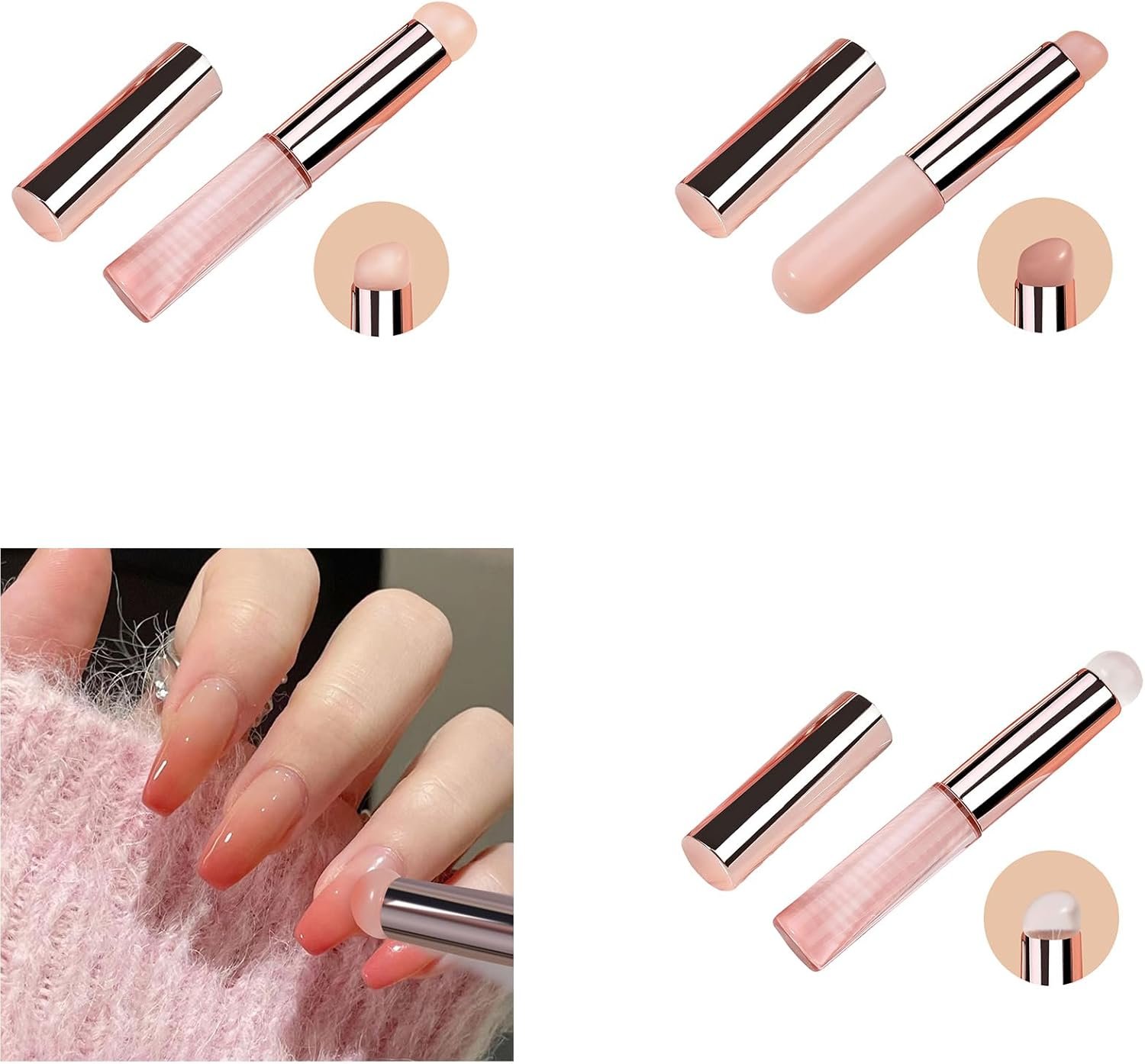 ブラシネイルアートブラシポリッシュブラシアプリケータースティック勾配ブラシシリコンリップブラシメイクアップブラシ - 이미지 2