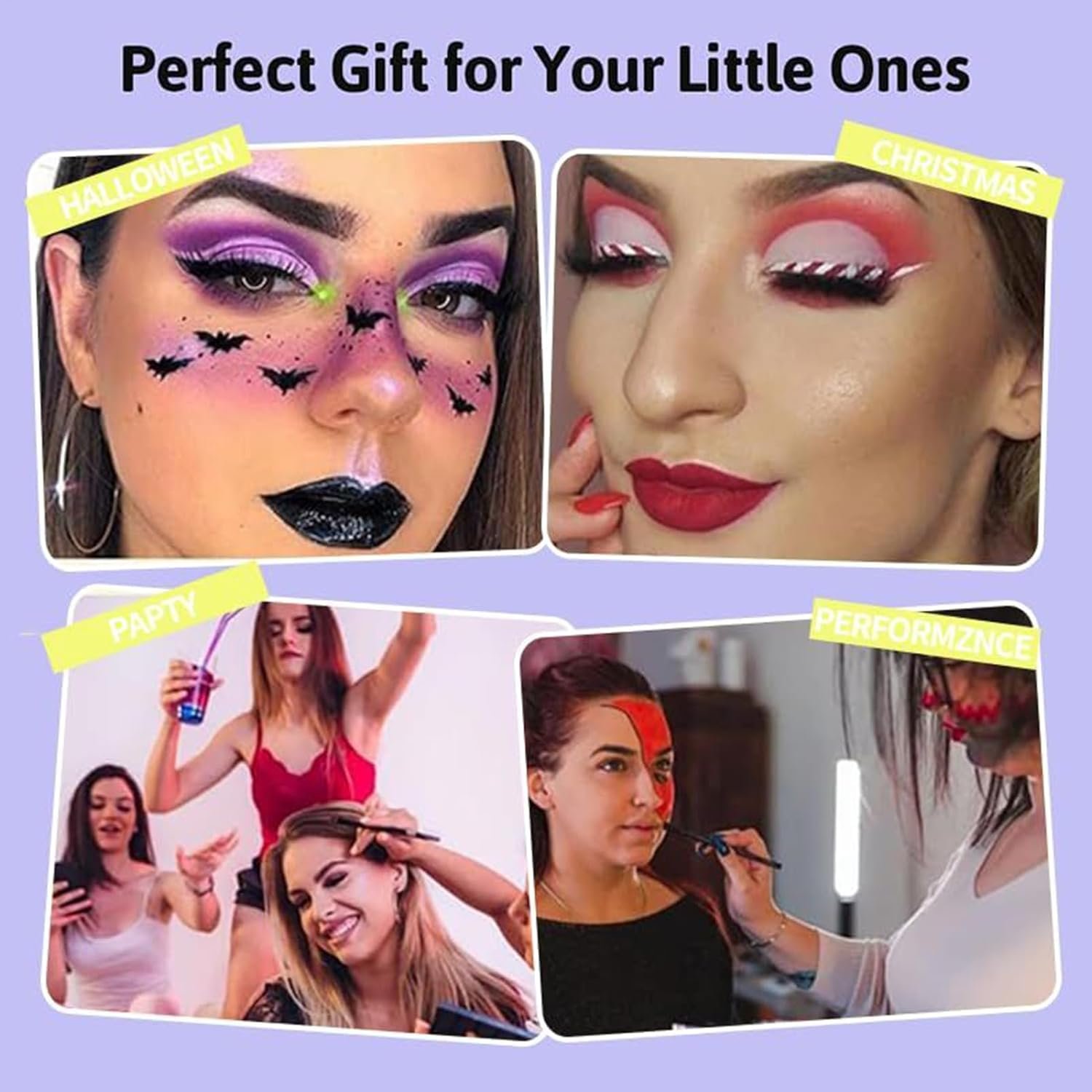 フェイスペインティングキット 大人用プロフェッショナルボディペイント |水性 洗える 長持ち 12 グリッド フェスティバル スポーツ シアター ガールズ コスプレ 女性 ハロウィン フェイスペインティング キット ブラシ メイクアップ マーカー付き - 이미지 4