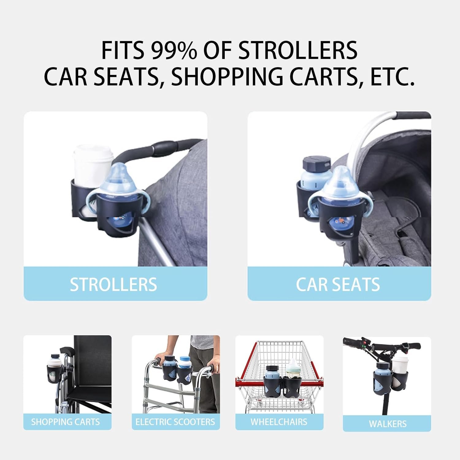 ベビーカーベビーカー360度回転カップドリンクホルダー|ベビーカー| | 自転車、歩行器、車椅子、車用のキャリバーデザインのカップホルダー - 이미지 4