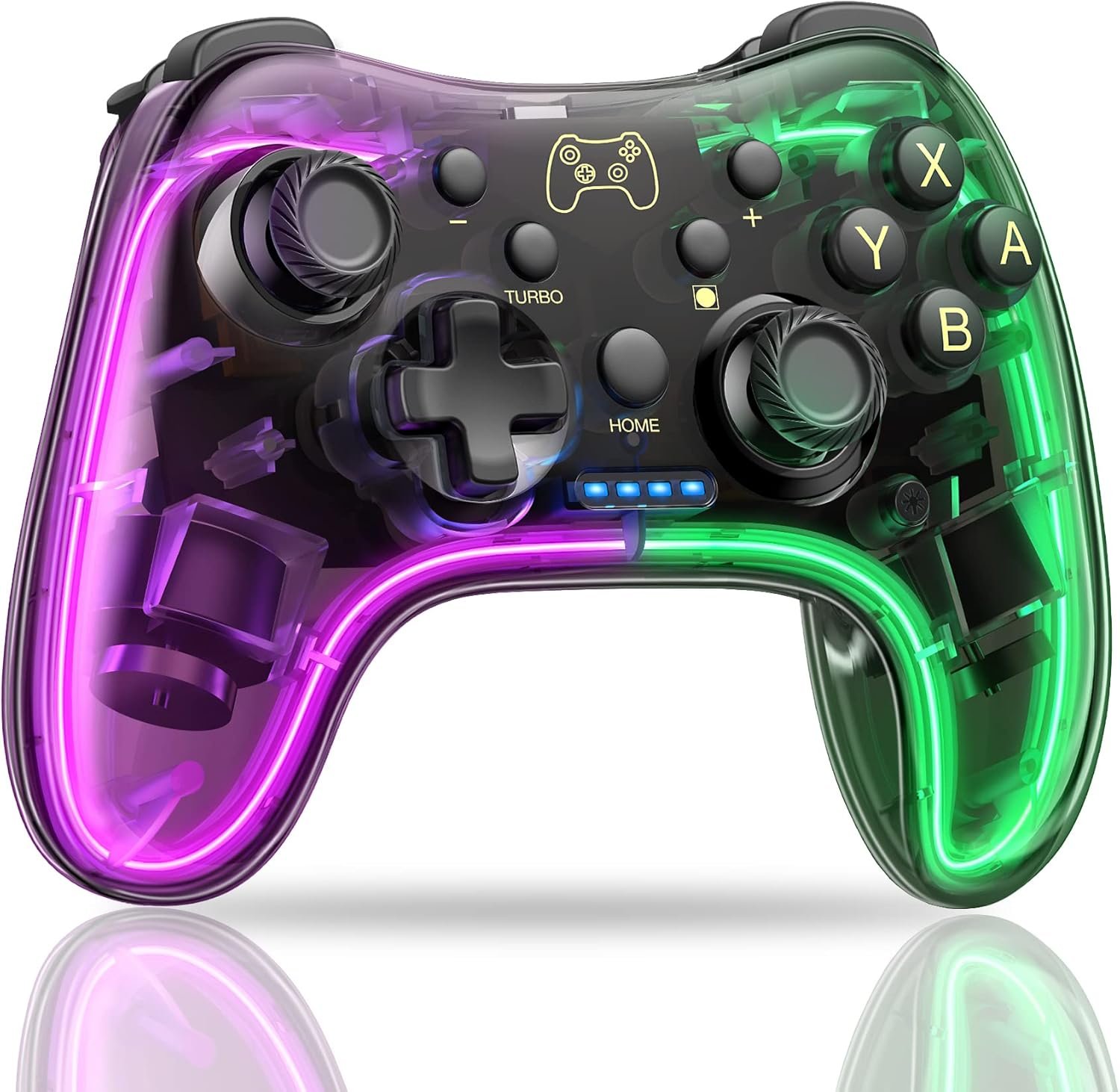 Switch コントローラー10色RGBライト スリープ解除 スイッチ コントローラー 無線 スイッチ プロコントローラー ジャイロセンサー搭載 連射 振動 APP設定 プロコン Switch/Lite/OLED/Android/IOS/PCに対応 茶透明