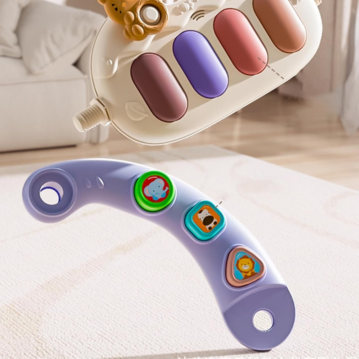 ベビーアクティビティマット ミュージックウォーカーマット付き - 多機能フィンガーキルトおもちゃ インタラクティブ幼児学習アクティビティ 男の子 女の子 ホーム用 - 이미지 8