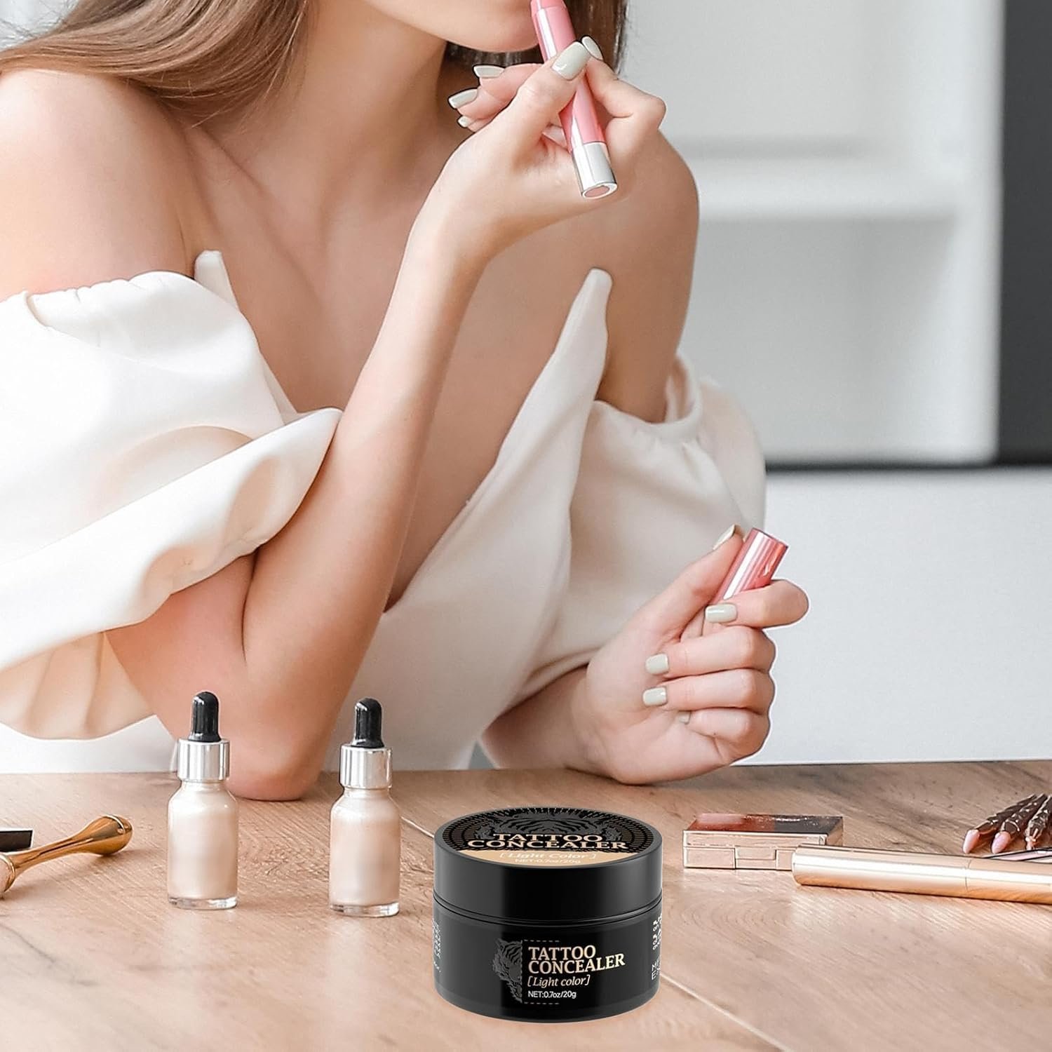 防水ボディカバー ウォータープルーフ メイクアップ 肌のマーク隠しコンシーラー - 20g 汗に強い 日常コスメ ビーチ ビジネス デート 旅行用 - 이미지 2
