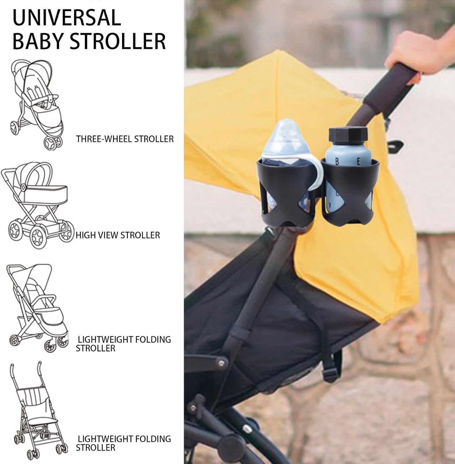 ベビーカーベビーカー360度回転カップドリンクホルダー|ベビーカー| | 自転車、歩行器、車椅子、車用のキャリバーデザインのカップホルダー - 이미지 9