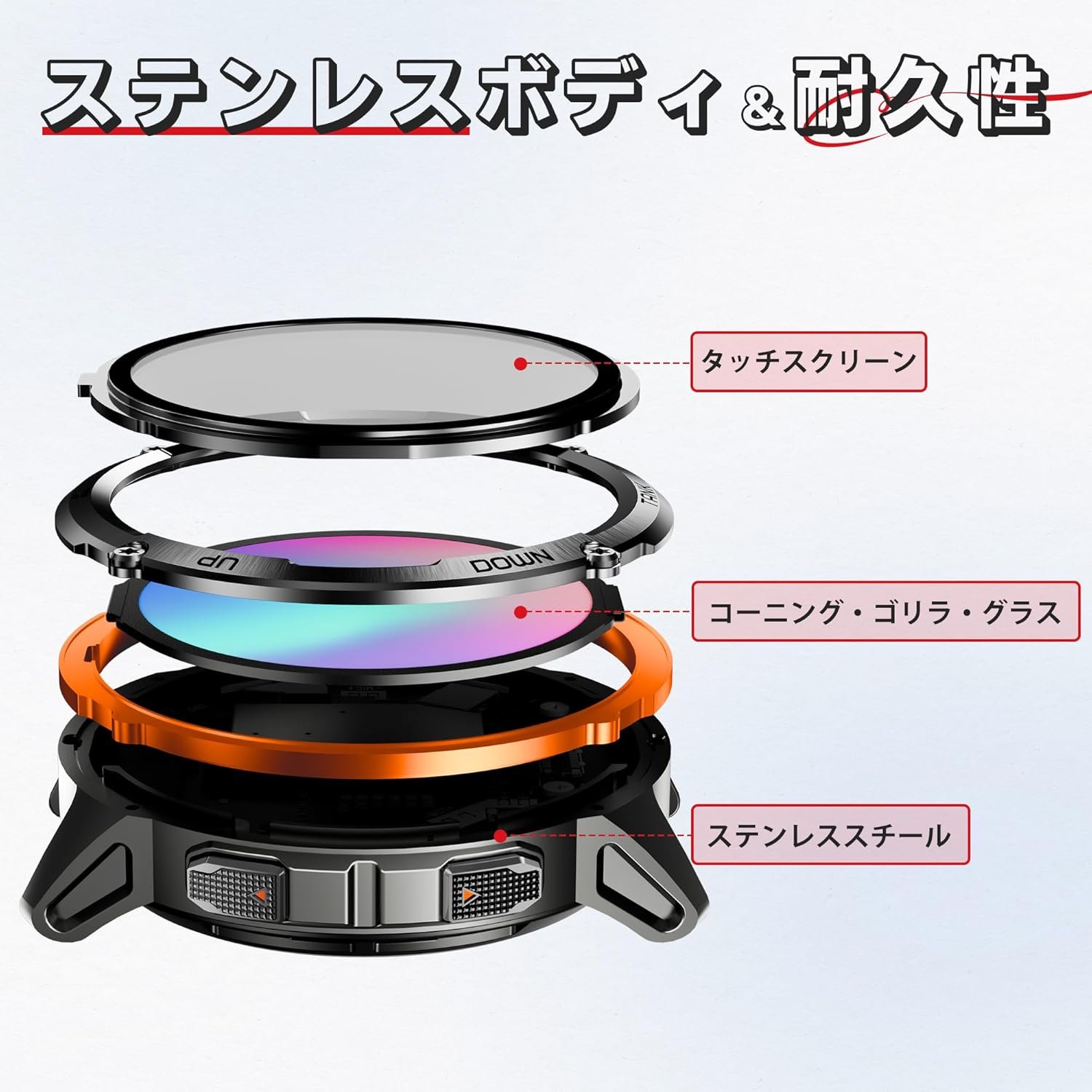 KOSPET Tank T3 Ultra 2 スマートウォッチ メンズ GPSスマートウォッチ Bluetooth通話機能 470mAhバッテリー 5ATM&IP6K防水 フルステンレスボディ 軍用仕様 1.43インチAMOLED - 이미지 9