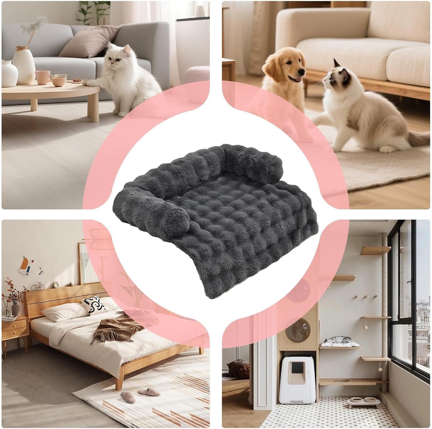 ペット用ソファベッド、安心感のある犬用ソファカバー| 洗えて取り外し可能な家具保護マット毎日の休息毎日の休息夜間睡眠寝室リビングルーム - 이미지 4