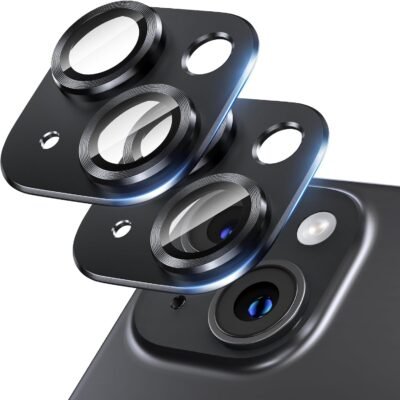 Uneawit カメラフィルム カメラ保護 iPhone 14 Plus/14 用 2枚パック レンズカバー カメラカバー レンズ保護フィルム 航空宇宙素材 強化ガラス 超高硬度9Hガラス 5層設計 360°