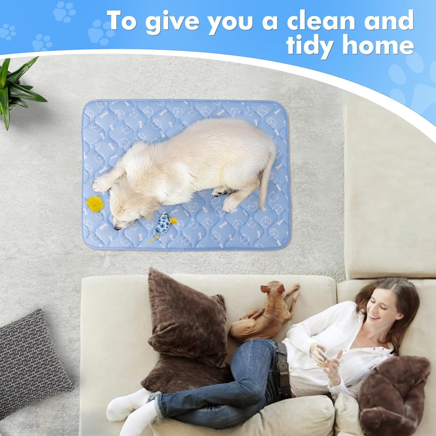 Rywell ペット用冷却マット 犬用サーモクロミック冷却マット 夏用 犬猫用 色が変わる冷却マット 速乾 消臭 滑り止め 丸洗い可能 折りたたみ可能 お手入れ簡単 - 이미지 5