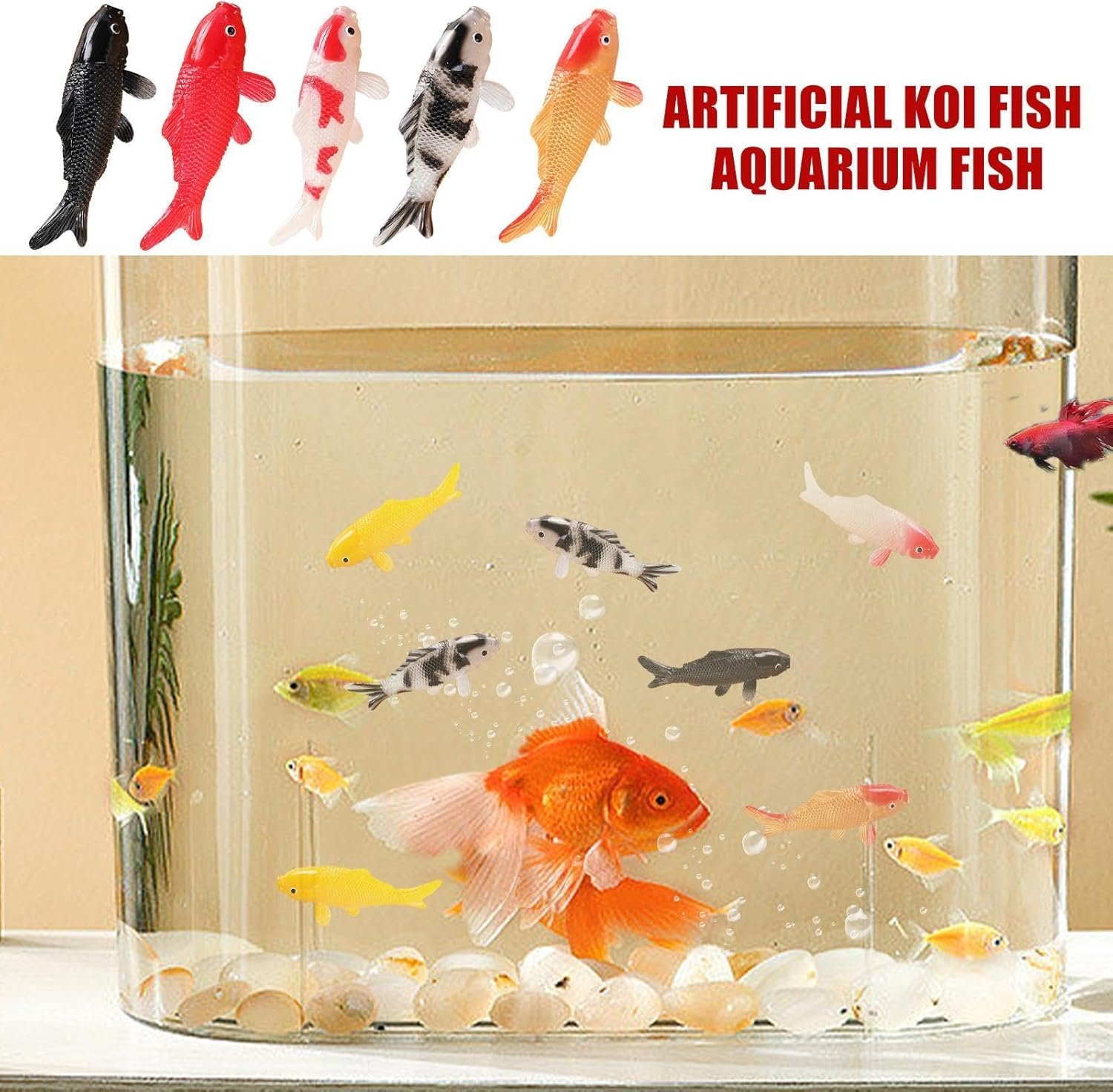 5 個の模擬魚シミュレーション魚モデル装飾、水族館シミュレーションモデル |動く魚水族館の魚の装飾庭の池、水族館、金魚鉢用 - 이미지 6