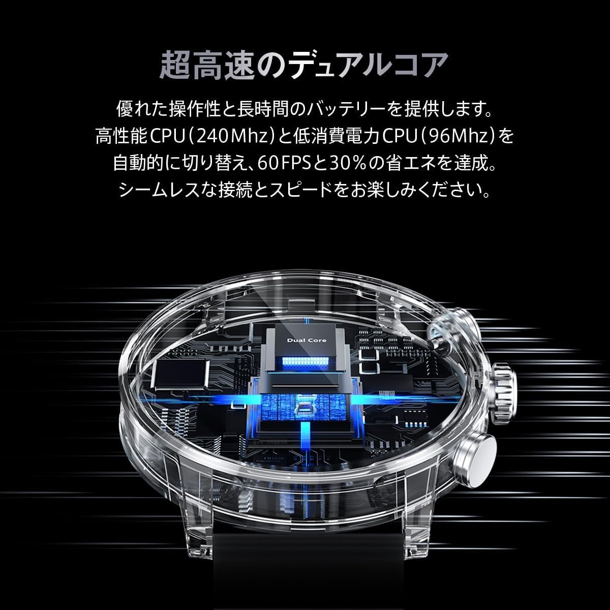 Kieslect KR2スマートウォッチ、7日間のバッテリー、1.43インチの大画面、24時間の健康管理、IP68防水、デュアルコア、60 fps、100以上のスポーツモード、コール機能、心拍数、ストレス再生 - 이미지 2