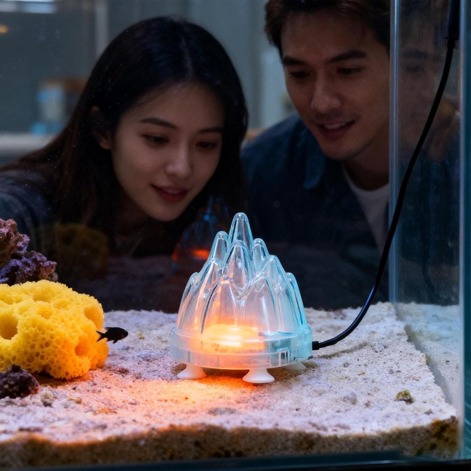 アクアリウム火山オーナメントキット | リアルなLEDライト防水 | バブルストーン 火山水槽 装飾 - エビ水槽 海水 カメ鉢 リビングルーム ベッドルーム アパート用 - 이미지 2