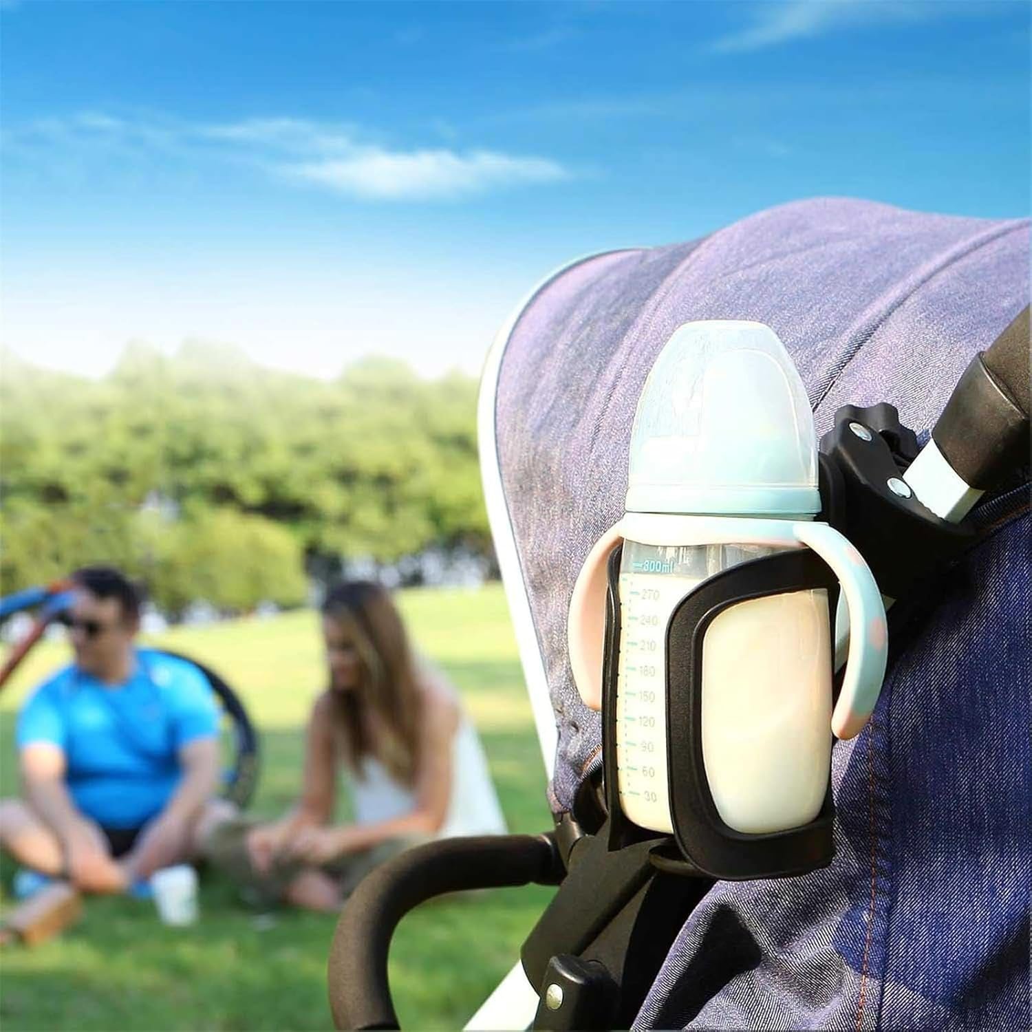 ベビーカーカップホルダー カップホルダー ユニバーサルベビーカーカップホルダー 調節可能なベビーカーボトル オーガナイザー自転車トロリー歩行器と車椅子用 - 이미지 3