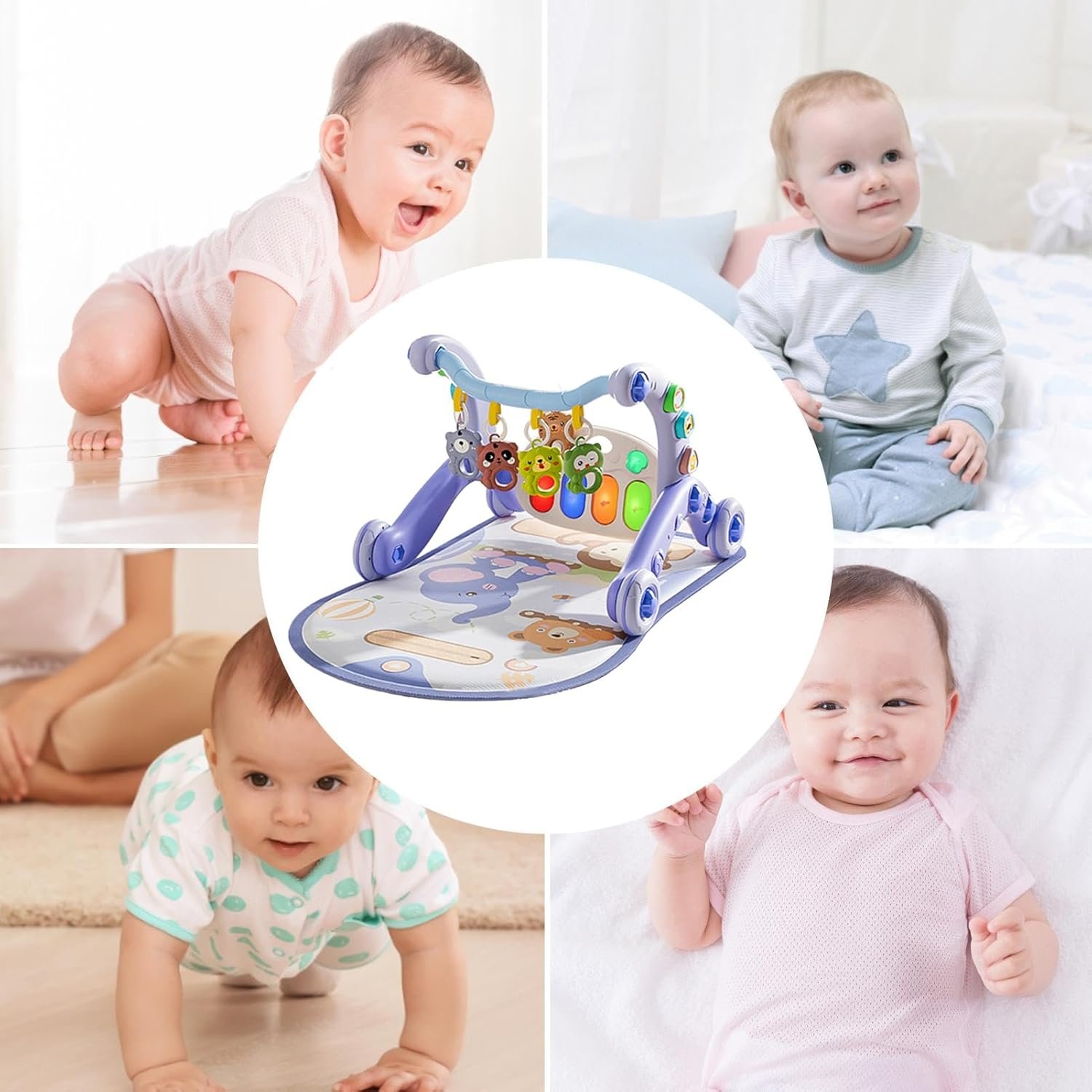 ベビーアクティビティマット ミュージックウォーカーマット付き - 多機能フィンガーキルトおもちゃ インタラクティブ幼児学習アクティビティ 男の子 女の子 ホーム用 - 이미지 4