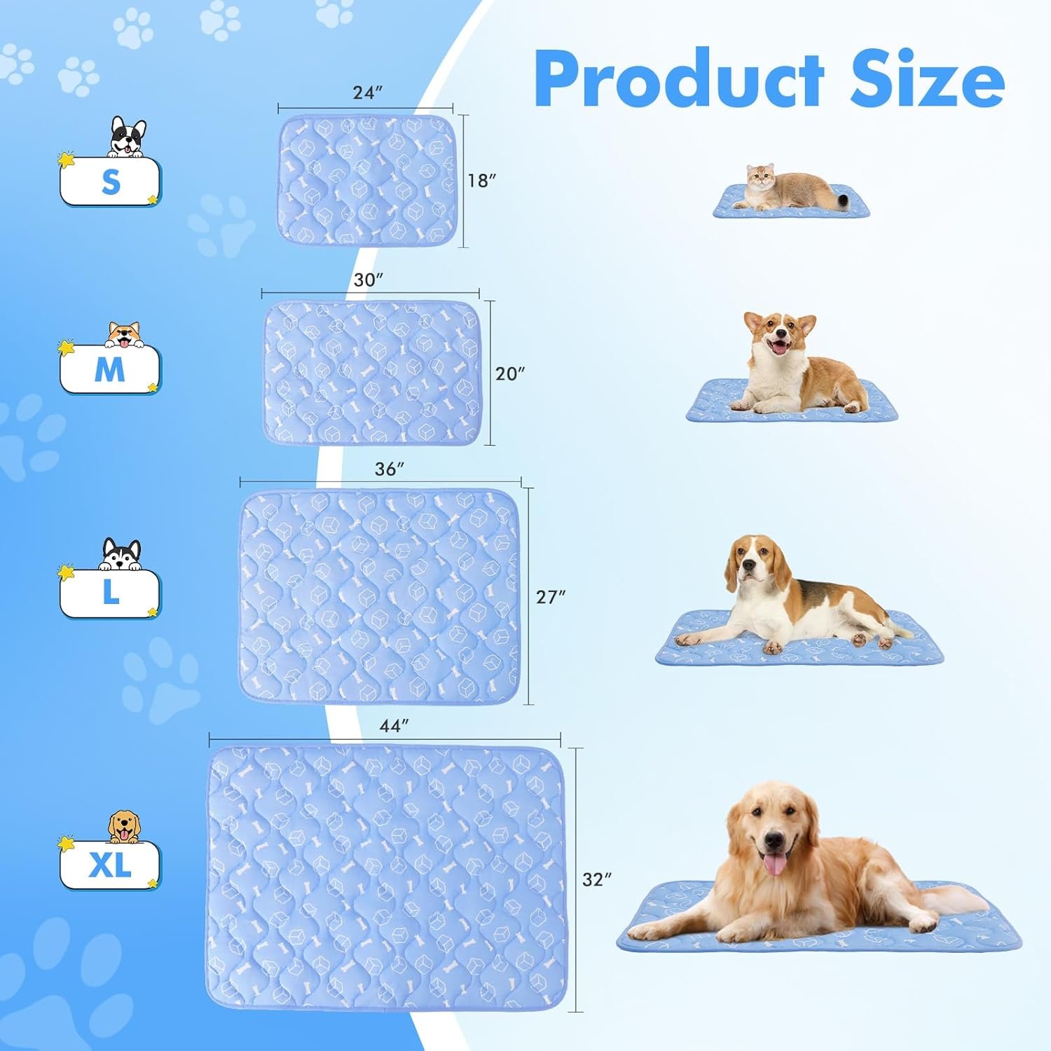 Rywell ペット用冷却マット 犬用サーモクロミック冷却マット 夏用 犬猫用 色が変わる冷却マット 速乾 消臭 滑り止め 丸洗い可能 折りたたみ可能 お手入れ簡単 - 이미지 9