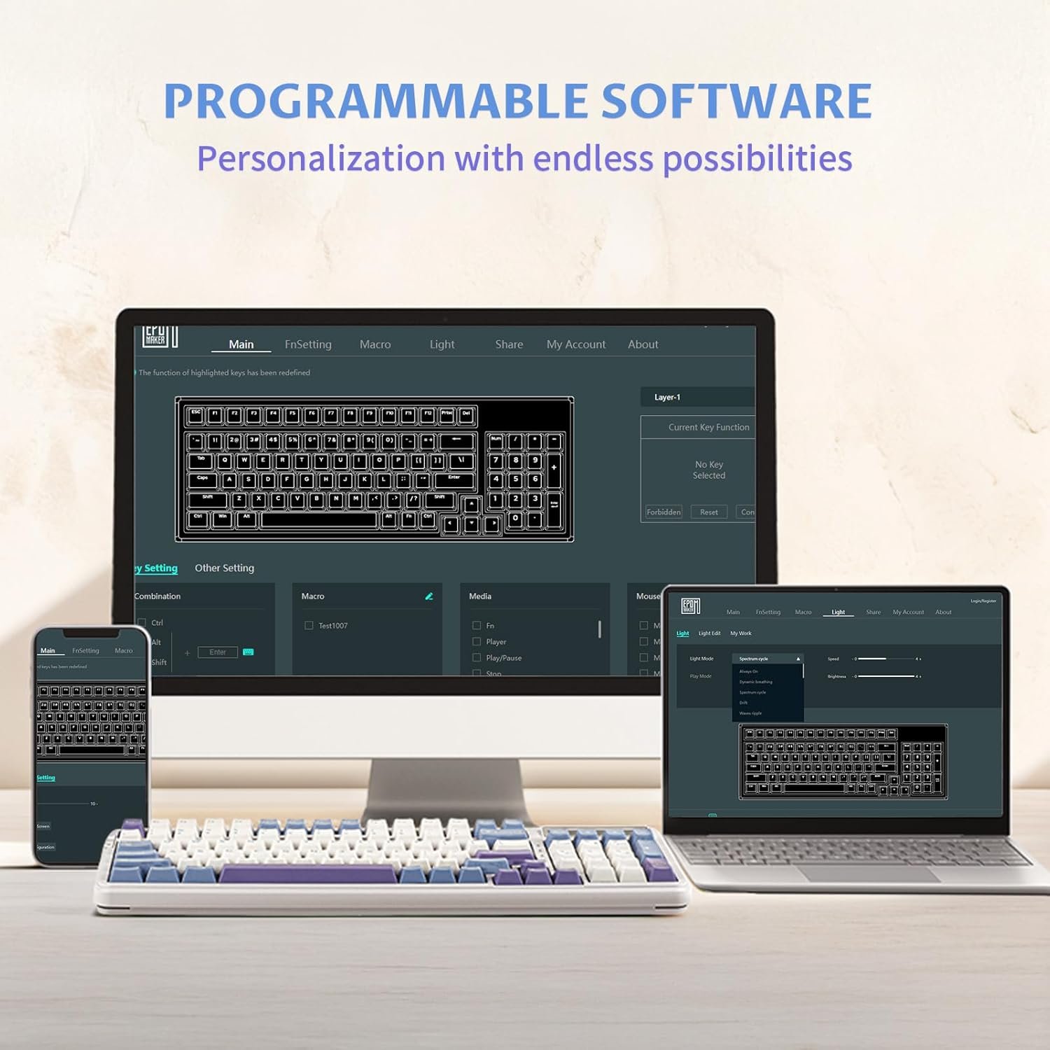 EPOMAKER Cypher 96 Wireless Gaming Keyboard 8000mAh Battery Hot Swap Creamy Keyboard with Numeric Keypad and Calculator RGB Backlight NKRO Certified for Gaming Office (Flamingo Switch) - 이미지 6
