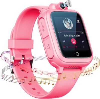 TEZILON キッズ スマートウォッチ 14種類ゲーム 腕時計 音楽再生 1.54インチ 自撮りカメラ 写真 目覚まし時計 録音 知育ボイスレコーダー アラーム ストップウォッチ タイマー内蔵