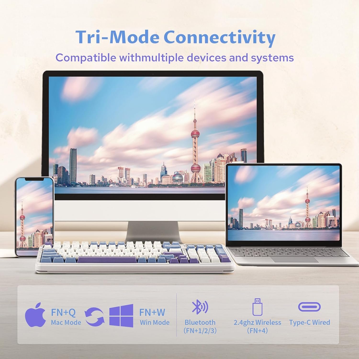 EPOMAKER Cypher 96 Wireless Gaming Keyboard 8000mAh Battery Hot Swap Creamy Keyboard with Numeric Keypad and Calculator RGB Backlight NKRO Certified for Gaming Office (Flamingo Switch) - 이미지 4