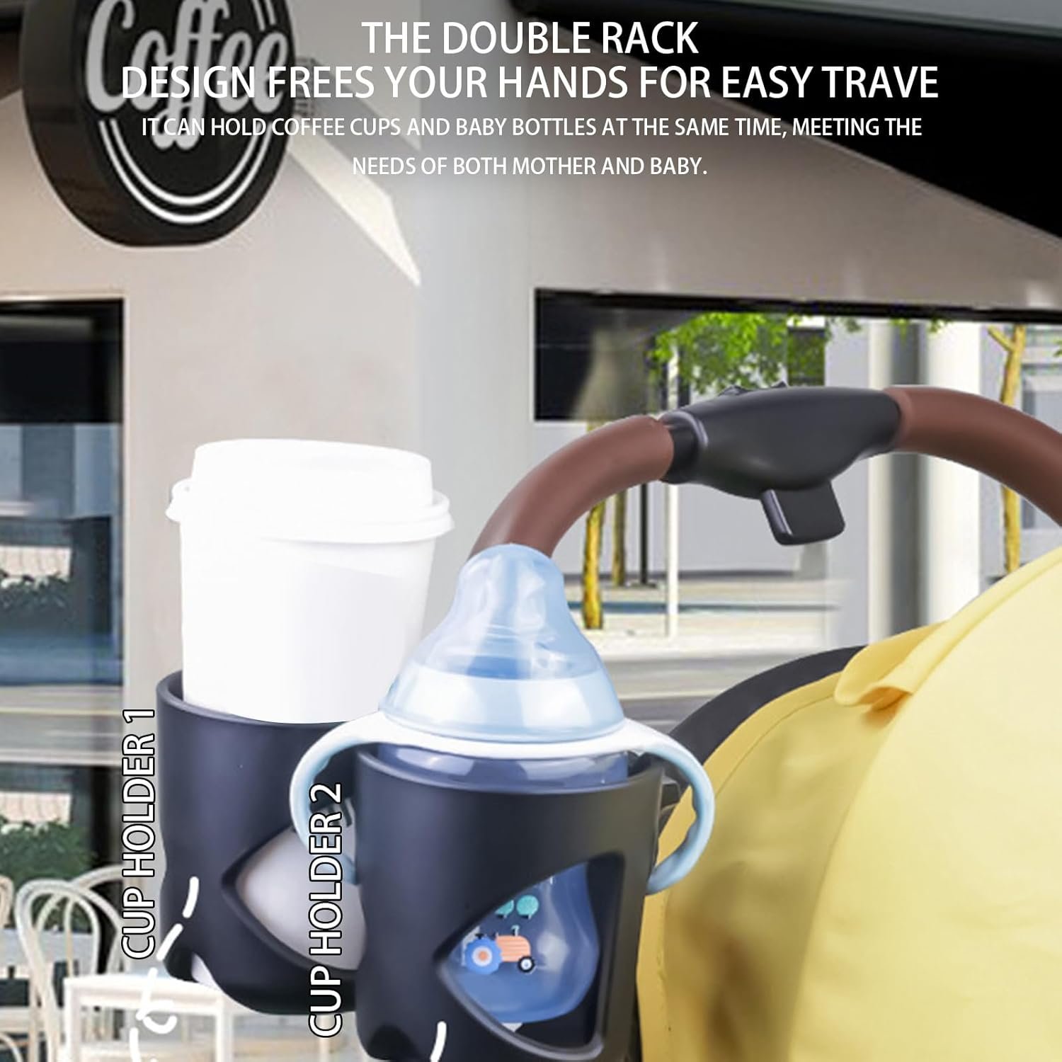 ベビーカーベビーカー360度回転カップドリンクホルダー|ベビーカー| | 自転車、歩行器、車椅子、車用のキャリバーデザインのカップホルダー - 이미지 2