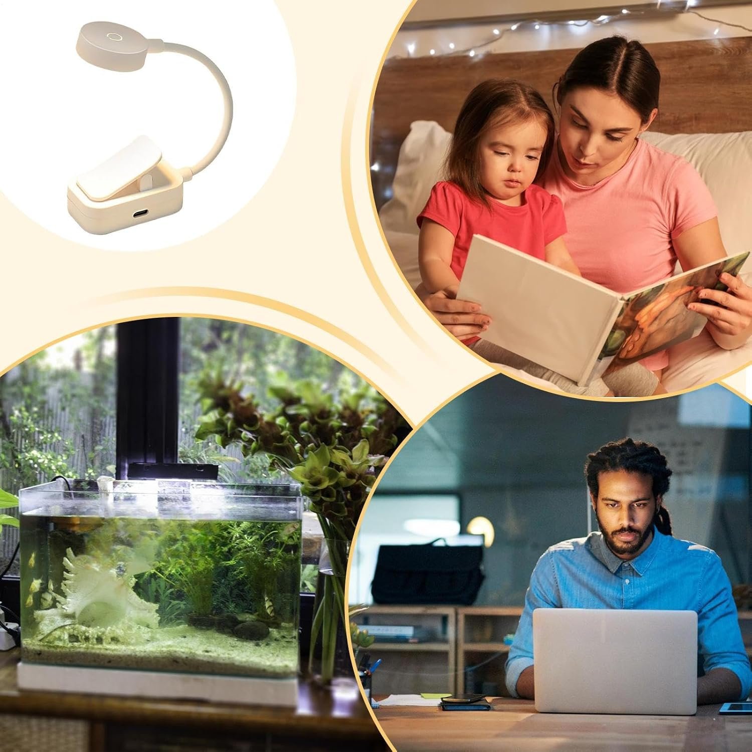 Yukelu クリップオン水族館ライト - 魚と植物の水族館照明 | 3色温度調整可能な水族館クランプランプ、水生植物の成長葉サンゴ用 - 이미지 4