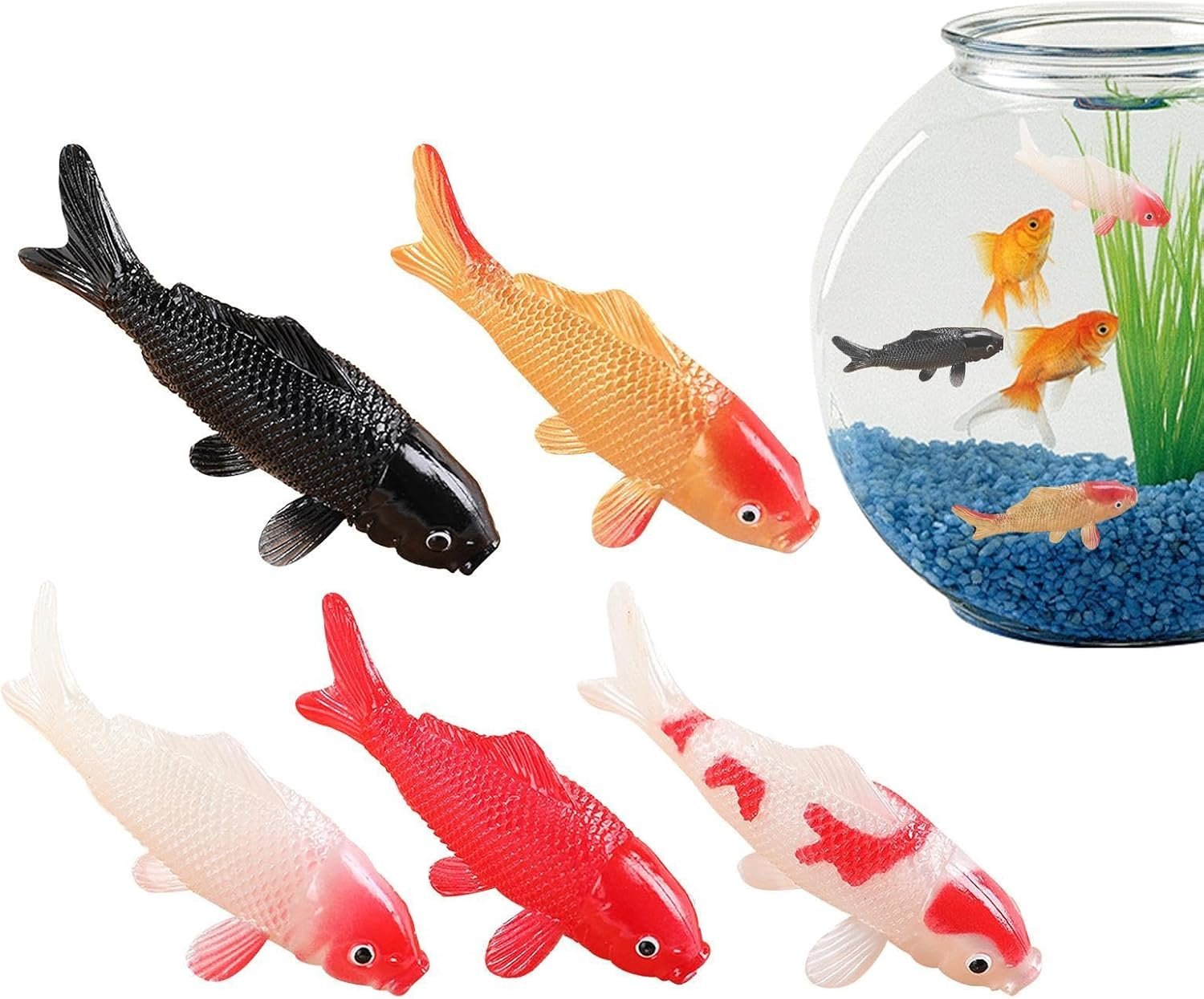 シミュレーション魚モデル装飾、 5個の魚の形の偽の魚、装飾水族館の魚5個| 流れるシーンの魚の飾り、庭の池、水槽、金魚鉢用 - 이미지 7